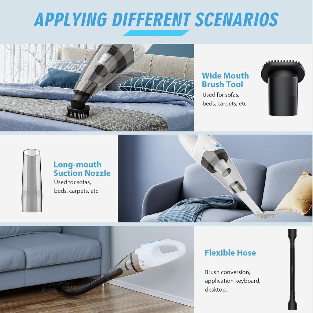 FUOAYOC 6KPA Cordless Handheld Vacuum with LED Light