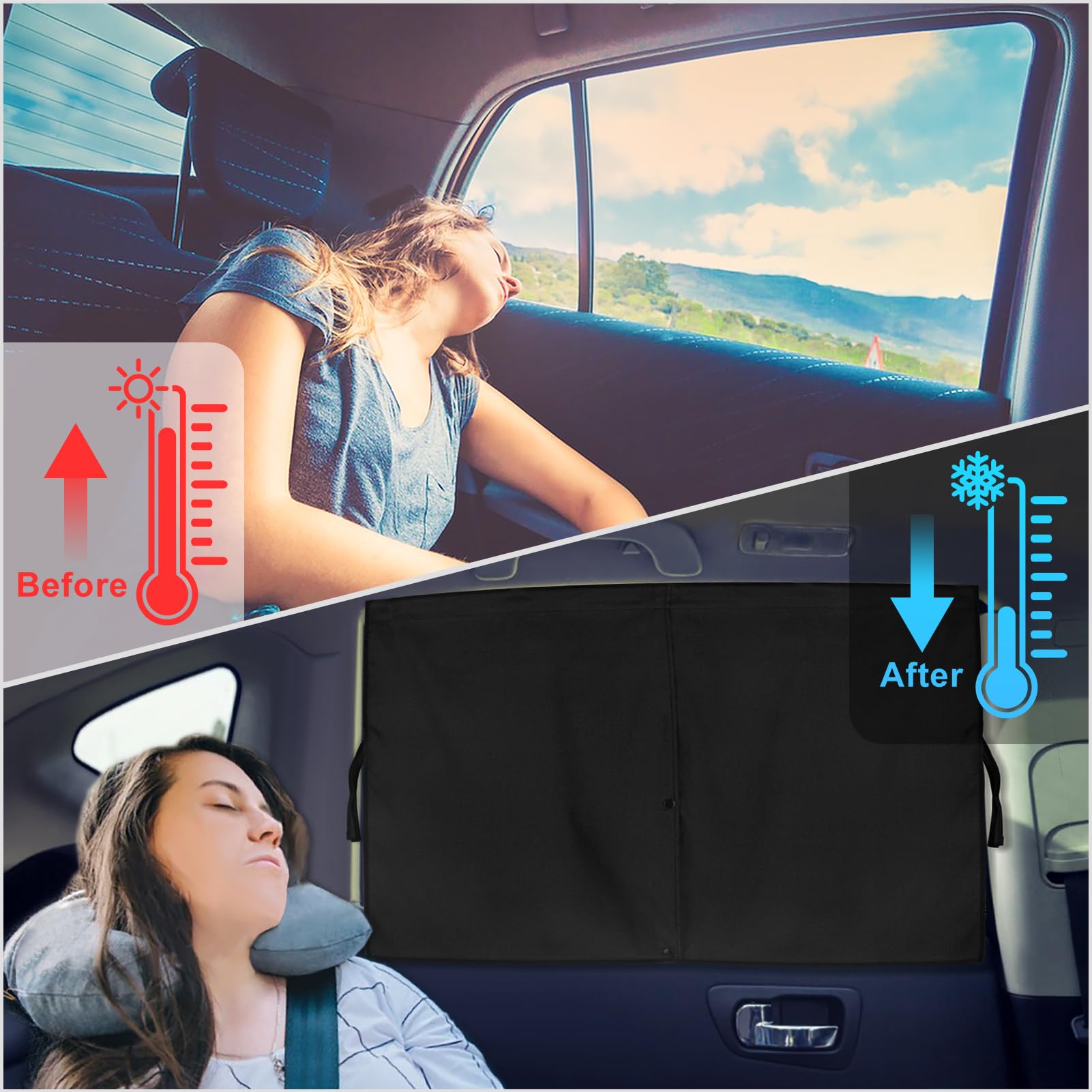 DIZA100 Car Window Shade for Baby, Magnetic Sun Shade for Side Windows with Cute Patterns, Full and Half Shade Options, UV Protection