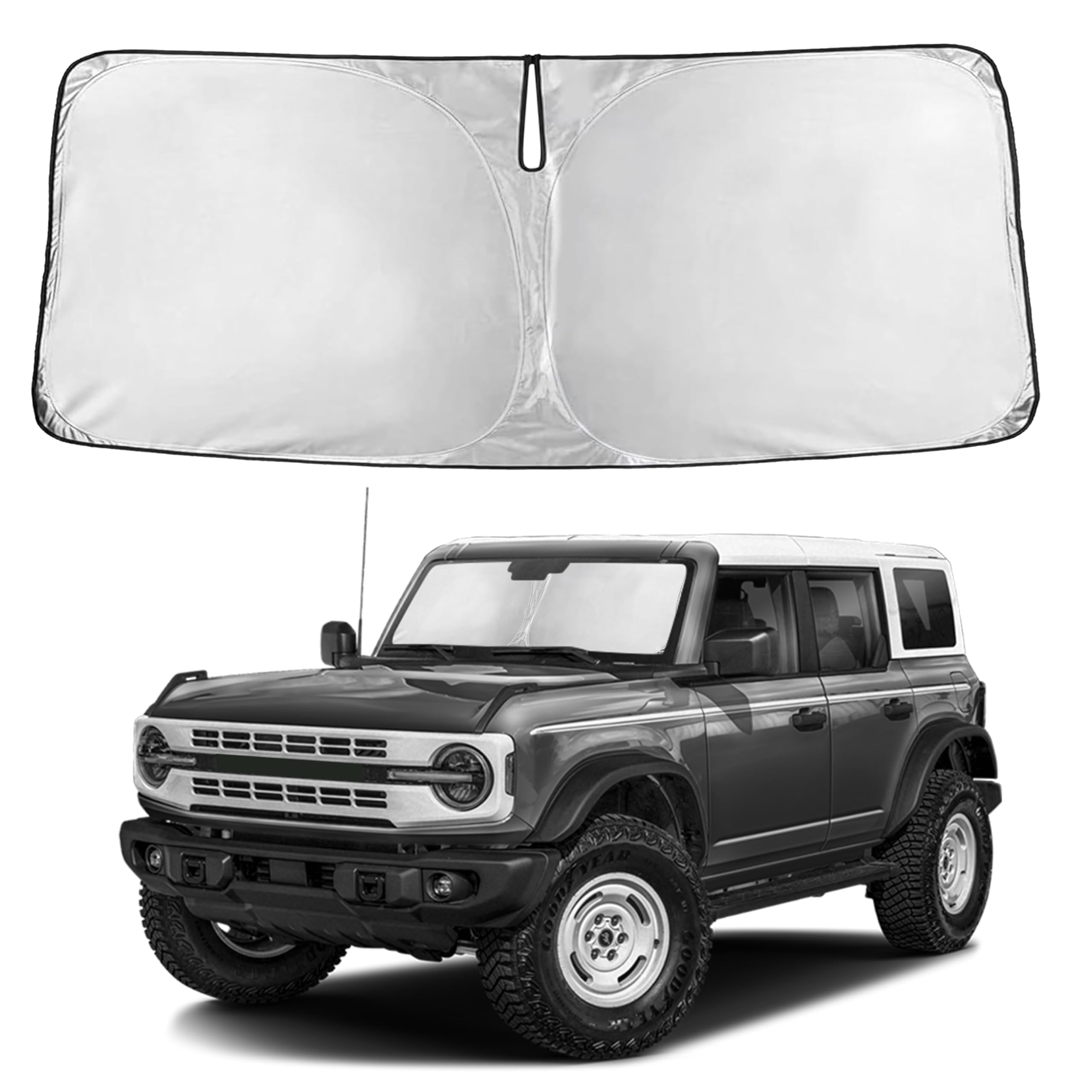 EcoNour RV Windshield Sunshade | Reflective RV Windshield Cover for UV Rays & Heat Protection, Keeps Your RV Motorhome Cool | Shades for RV Fits RVs, Trucks, Motorhomes, Buses | XXXXX-Large 102"x51"