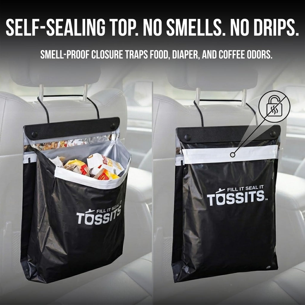 Tossits Disposable Hanging Car Trash & Garbage Bags