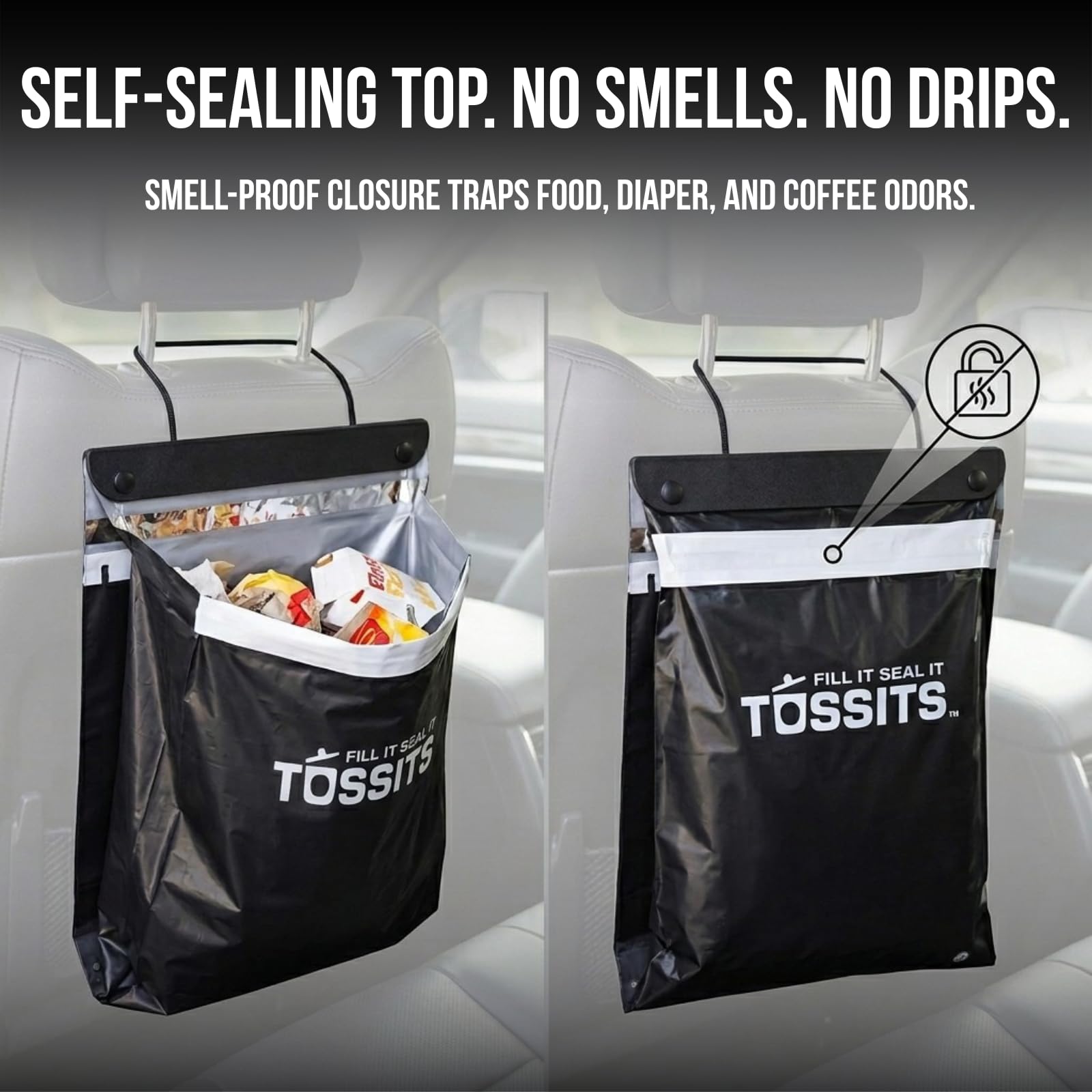 Tossits Disposable Hanging Car Trash & Garbage Bags