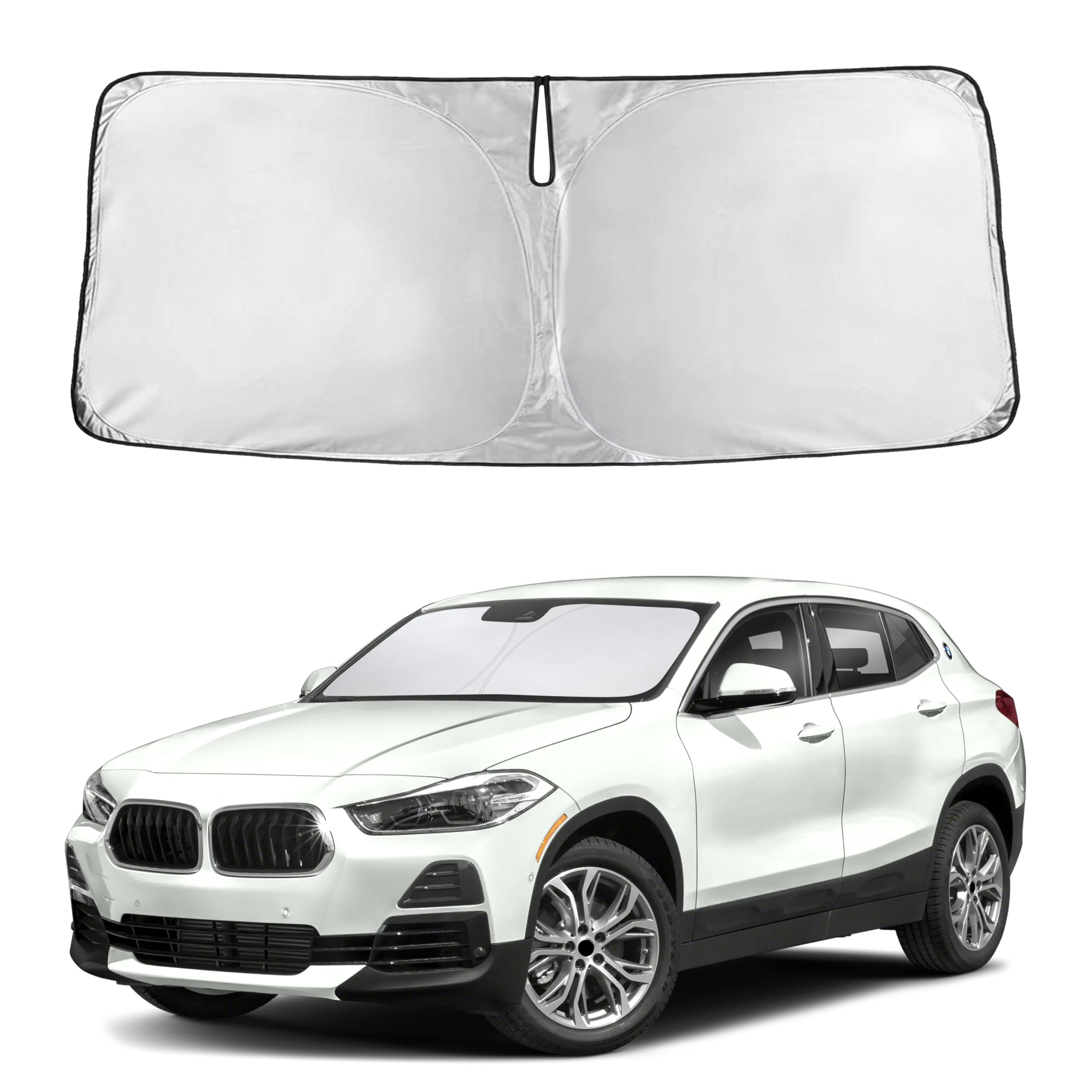EcoNour RV Windshield Sunshade | Reflective RV Windshield Cover for UV Rays & Heat Protection, Keeps Your RV Motorhome Cool | Shades for RV Fits RVs, Trucks, Motorhomes, Buses | XXXXX-Large 102"x51"