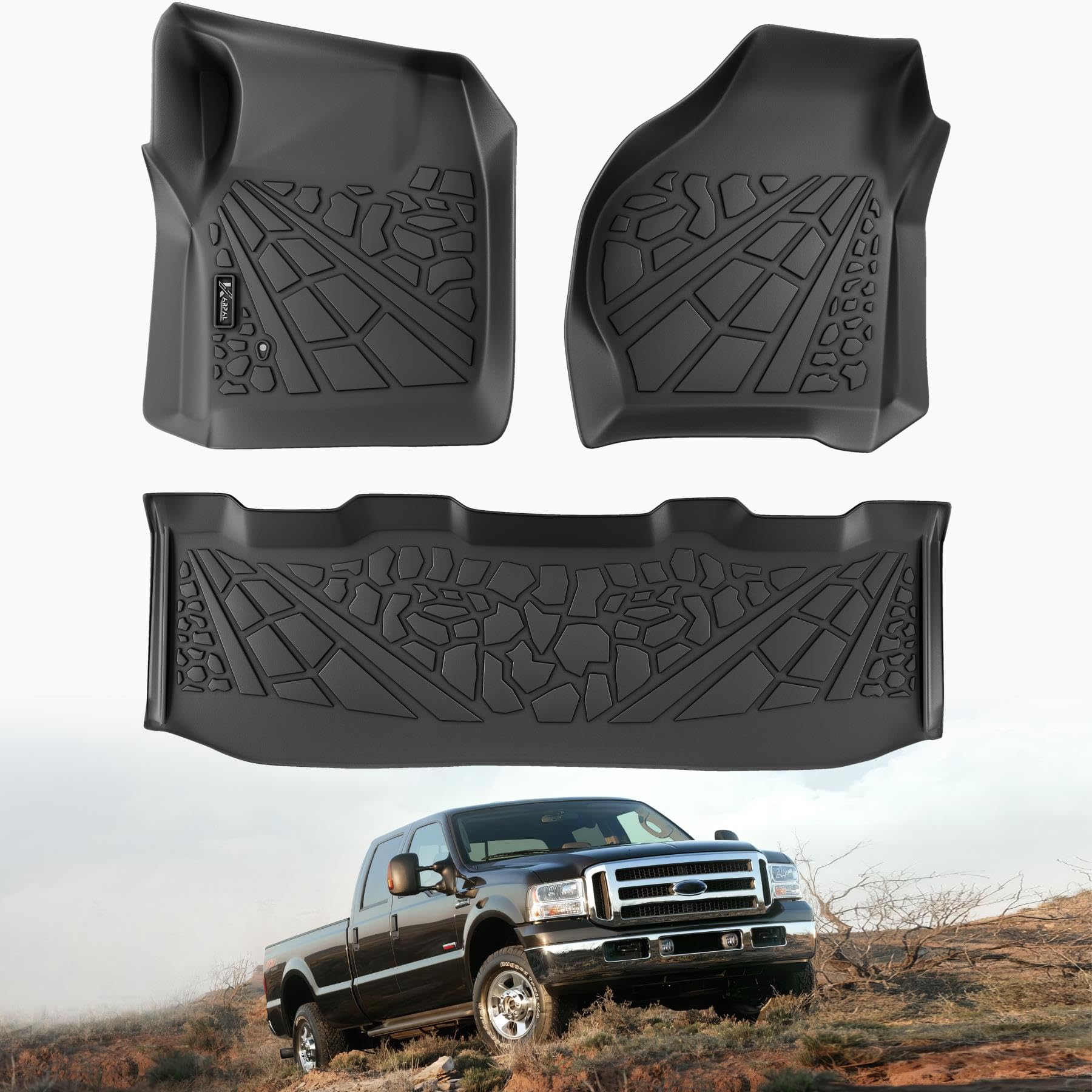 KARPAL Floor Mats for Ford, Custom Fit TPE All Weather Ford Accessories 1 st & 2 nd & 3 rd & Cargo Liner Backrest Mat Full Trunk Mat Set Floor Liner Car Mats