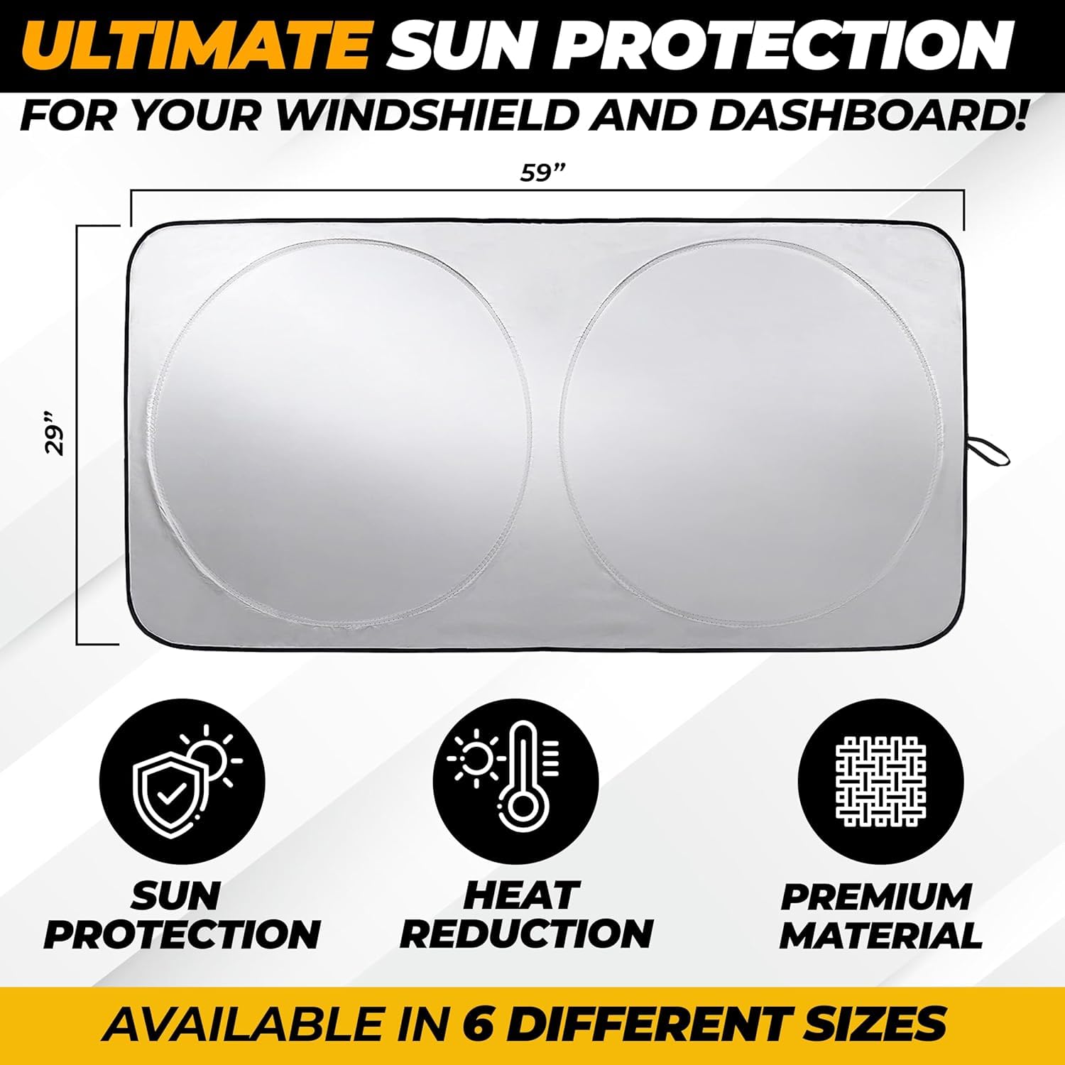 Autovir Windshield Sun Shade, Front car Window Shades