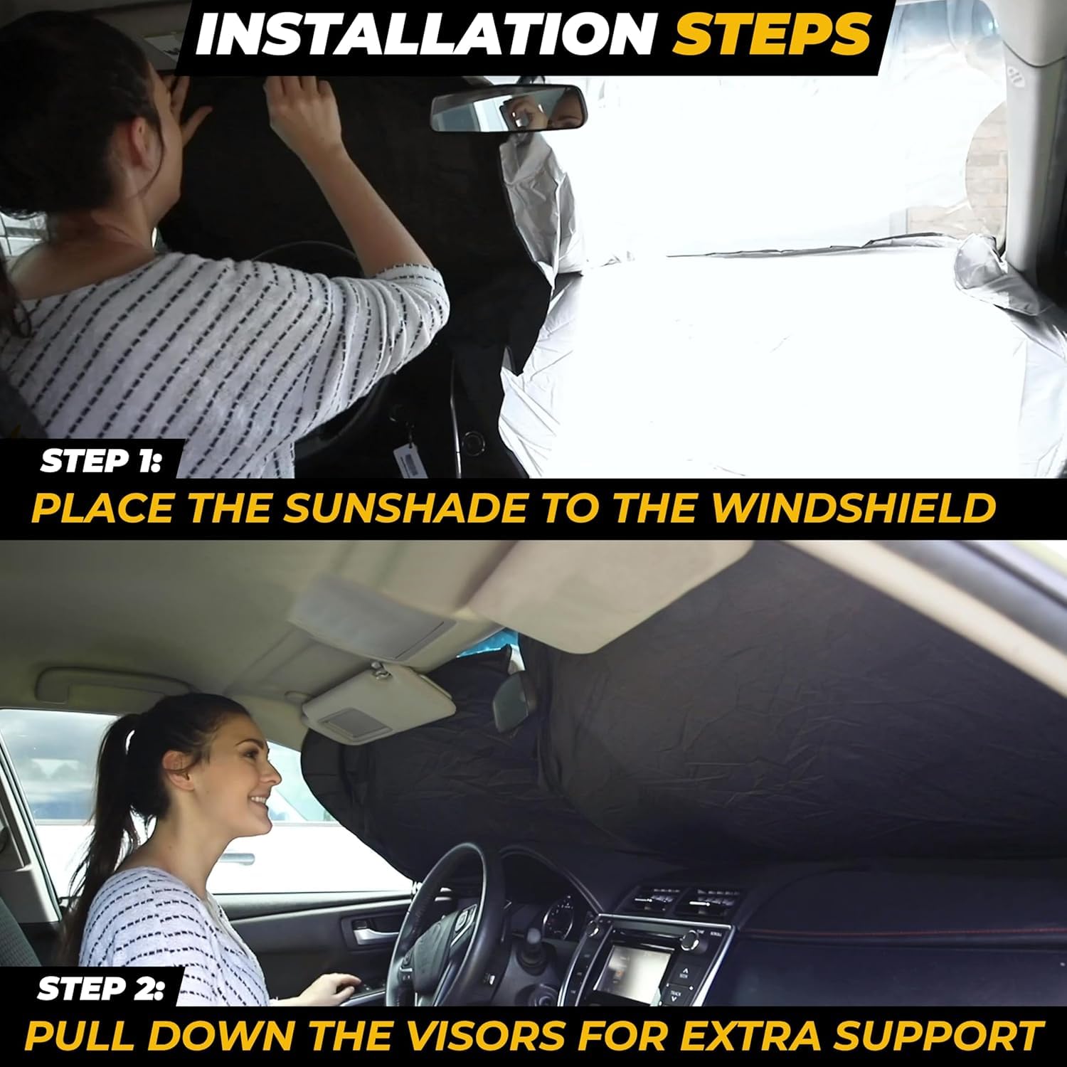 Autovir Windshield Sun Shade, Front car Window Shades