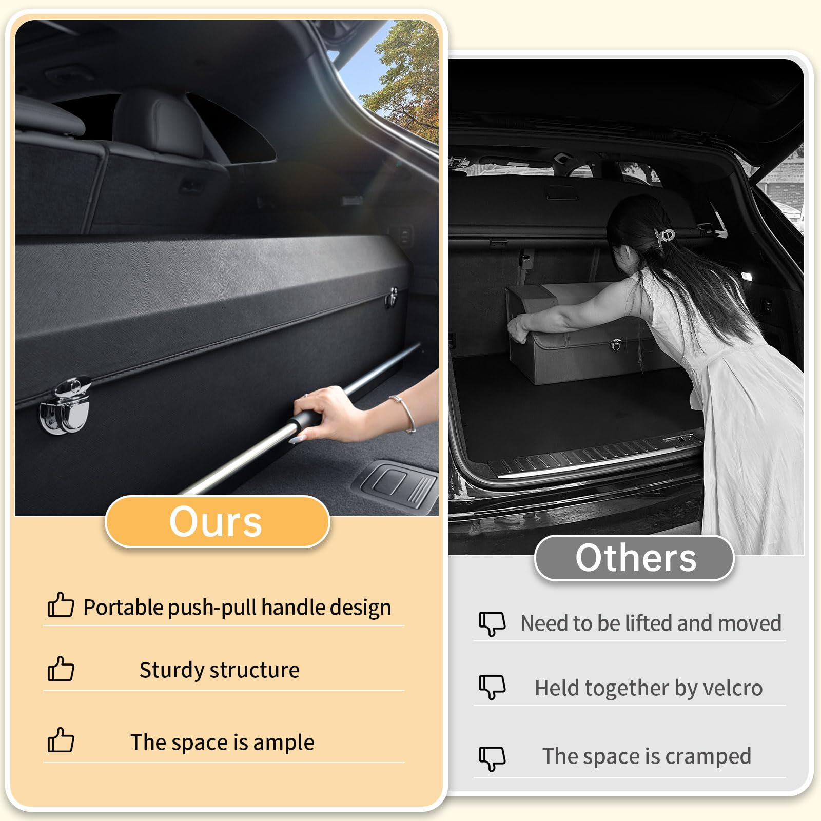 XCF Collapsible Leather Car Trunk Organizer with Lid