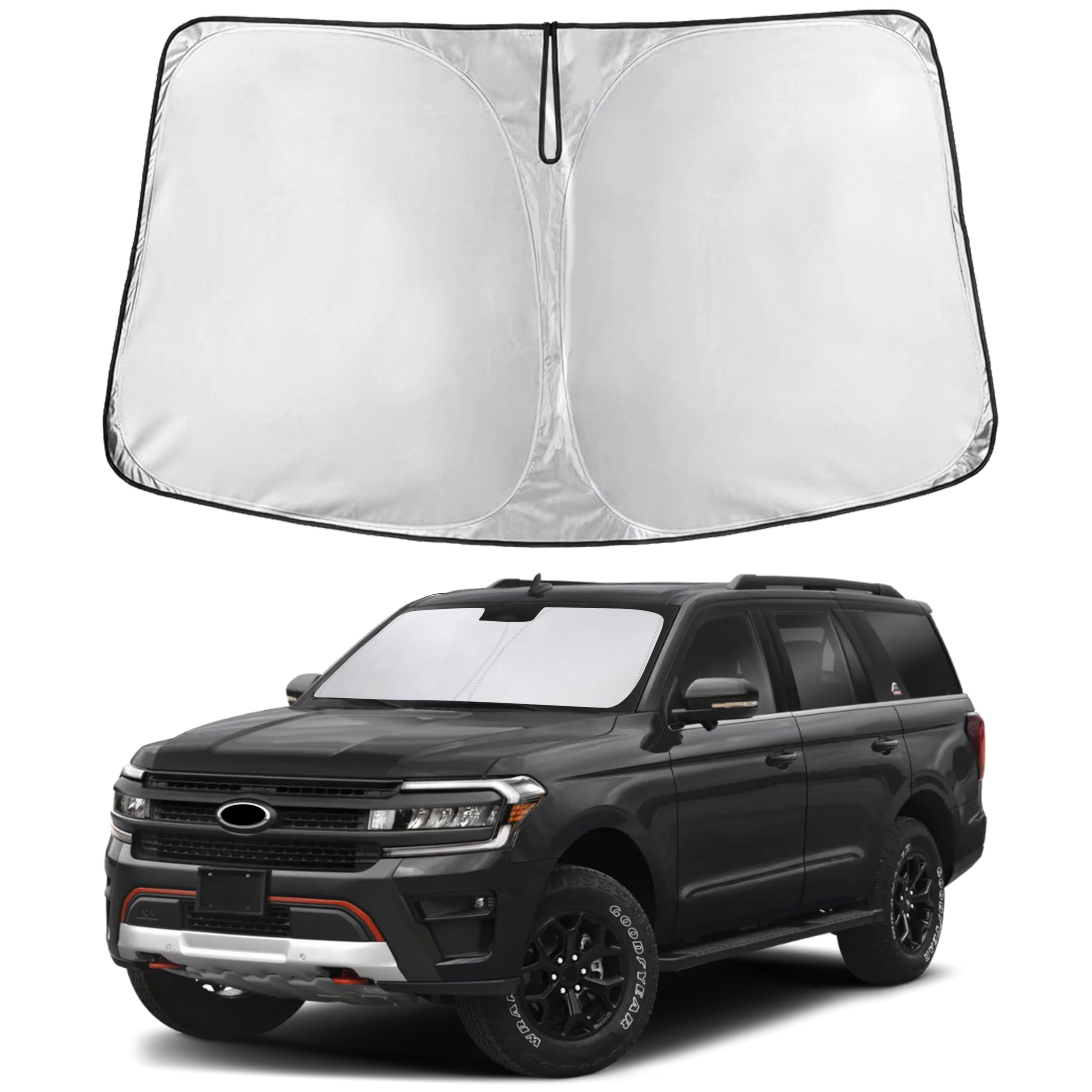 EcoNour RV Windshield Sunshade | Reflective RV Windshield Cover for UV Rays & Heat Protection, Keeps Your RV Motorhome Cool | Shades for RV Fits RVs, Trucks, Motorhomes, Buses | XXXXX-Large 102"x51"