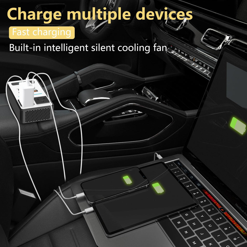 PiSFAU 200W Car Power Inverter with USB-C Fast Charging