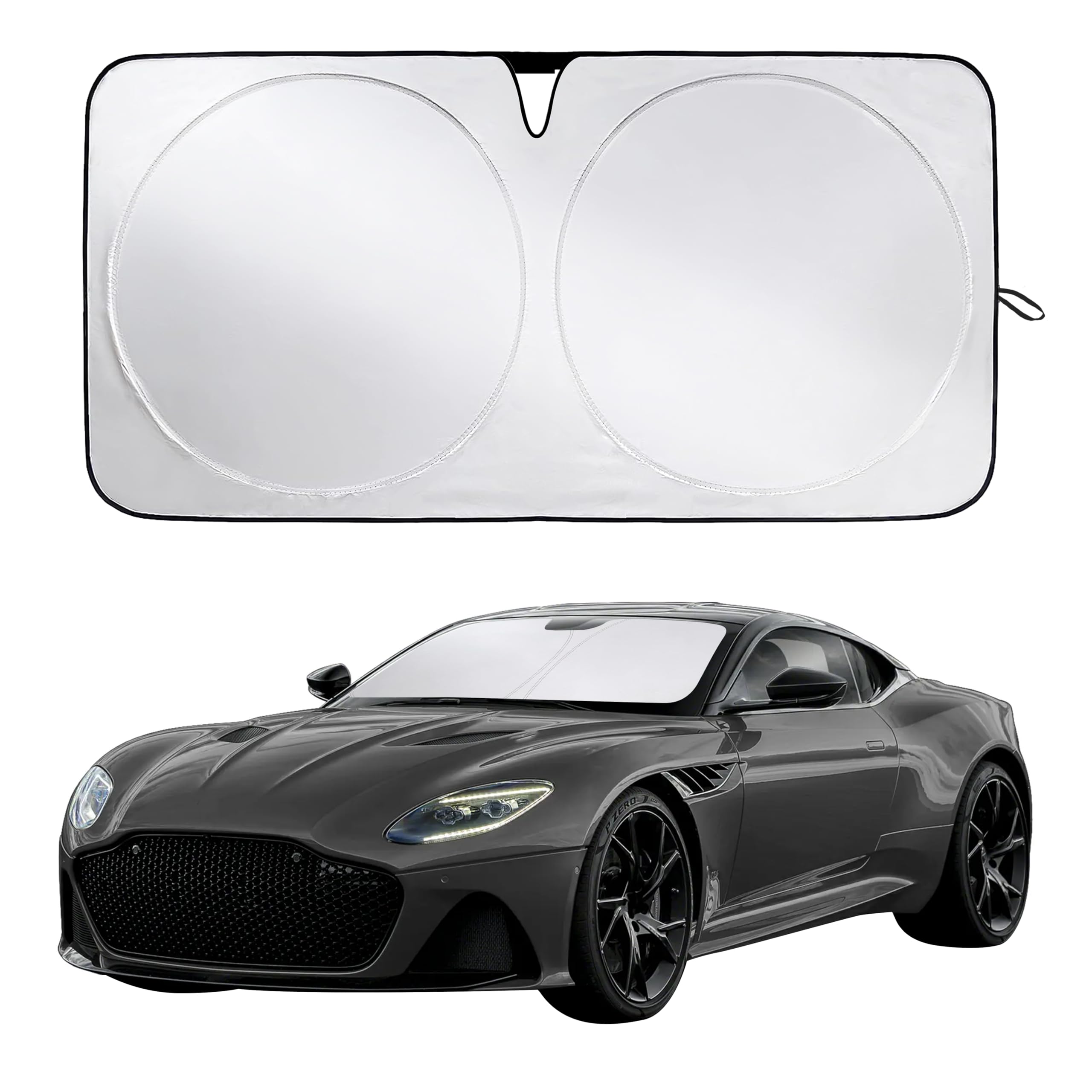 EcoNour RV Windshield Sunshade | Reflective RV Windshield Cover for UV Rays & Heat Protection, Keeps Your RV Motorhome Cool | Shades for RV Fits RVs, Trucks, Motorhomes, Buses | XXXXX-Large 102"x51"