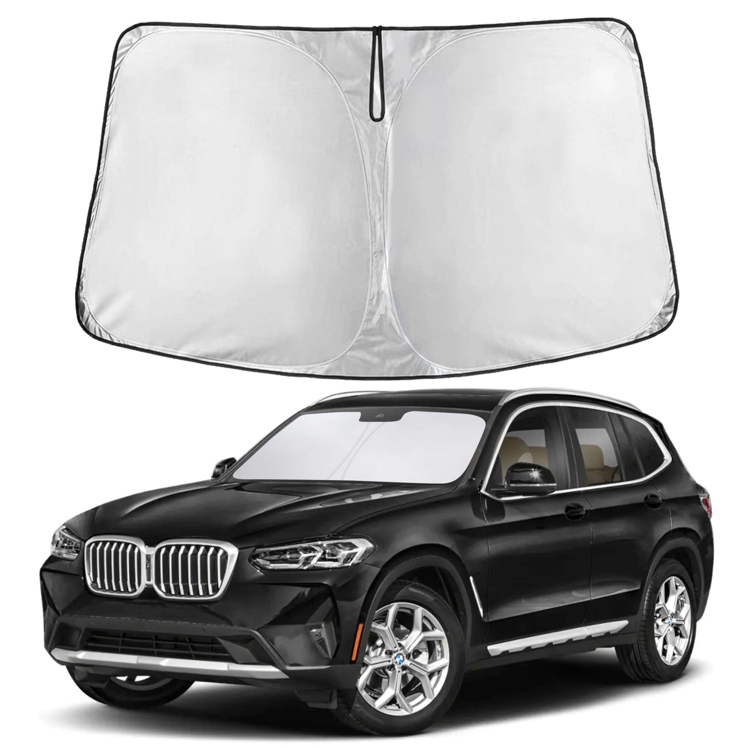 EcoNour RV Windshield Sunshade | Reflective RV Windshield Cover for UV Rays & Heat Protection, Keeps Your RV Motorhome Cool | Shades for RV Fits RVs, Trucks, Motorhomes, Buses | XXXXX-Large 102"x51"