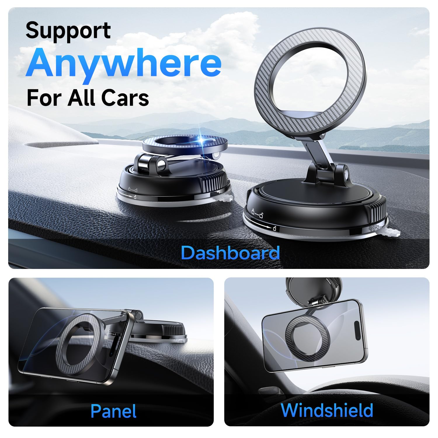 ANDERY MagSafe Car Phone Mount with Strong Suction