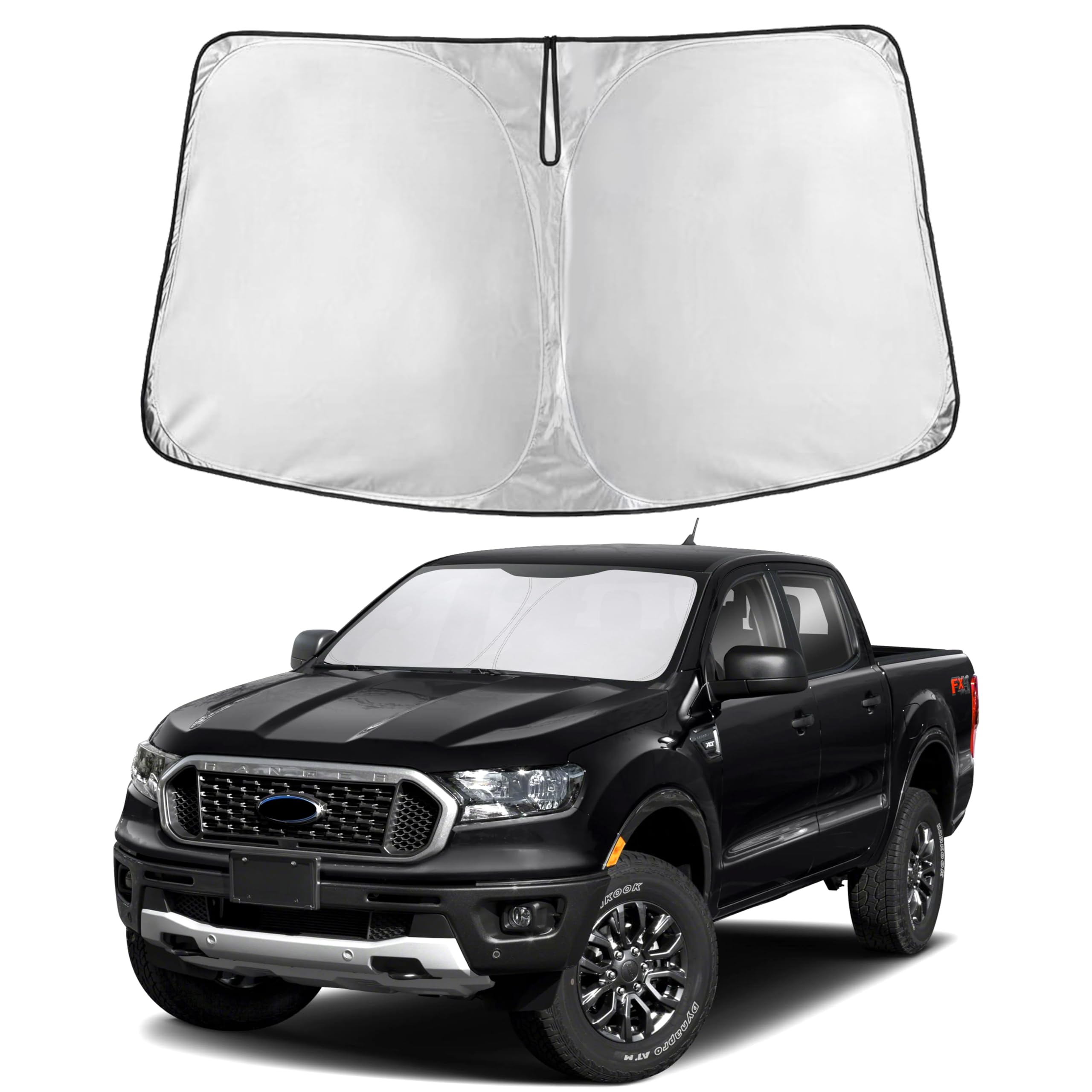 EcoNour RV Windshield Sunshade | Reflective RV Windshield Cover for UV Rays & Heat Protection, Keeps Your RV Motorhome Cool | Shades for RV Fits RVs, Trucks, Motorhomes, Buses | XXXXX-Large 102"x51"