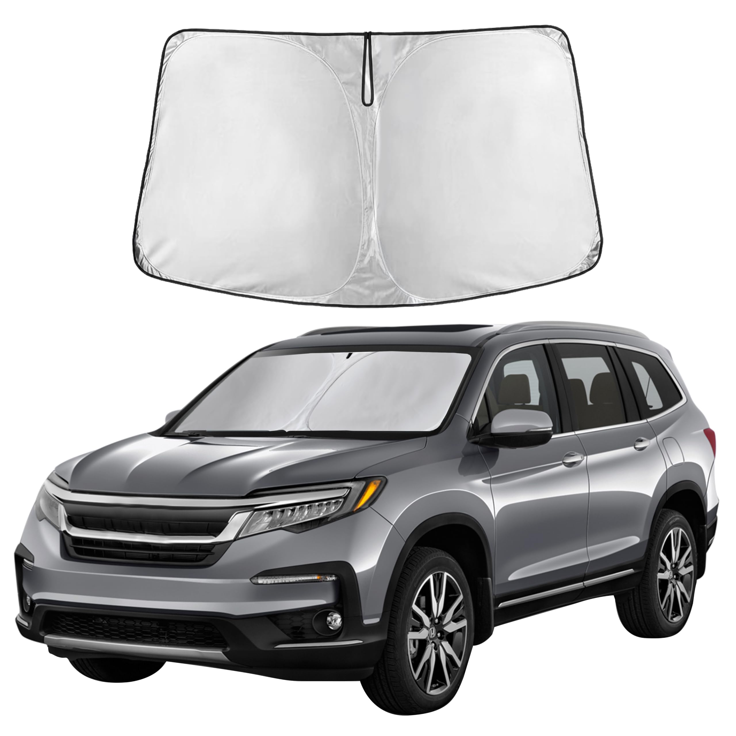 EcoNour RV Windshield Sunshade | Reflective RV Windshield Cover for UV Rays & Heat Protection, Keeps Your RV Motorhome Cool | Shades for RV Fits RVs, Trucks, Motorhomes, Buses | XXXXX-Large 102"x51"