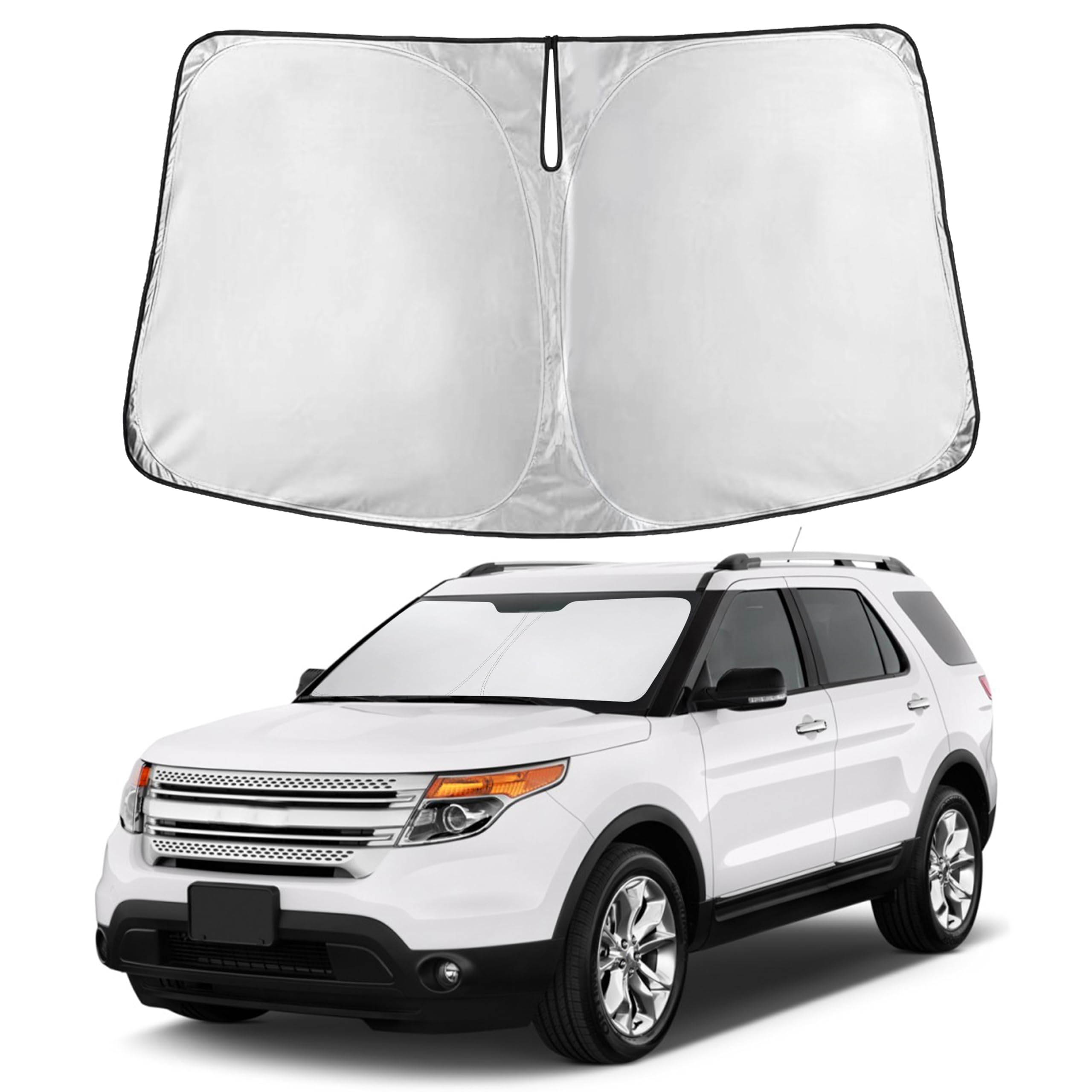EcoNour RV Windshield Sunshade | Reflective RV Windshield Cover for UV Rays & Heat Protection, Keeps Your RV Motorhome Cool | Shades for RV Fits RVs, Trucks, Motorhomes, Buses | XXXXX-Large 102"x51"