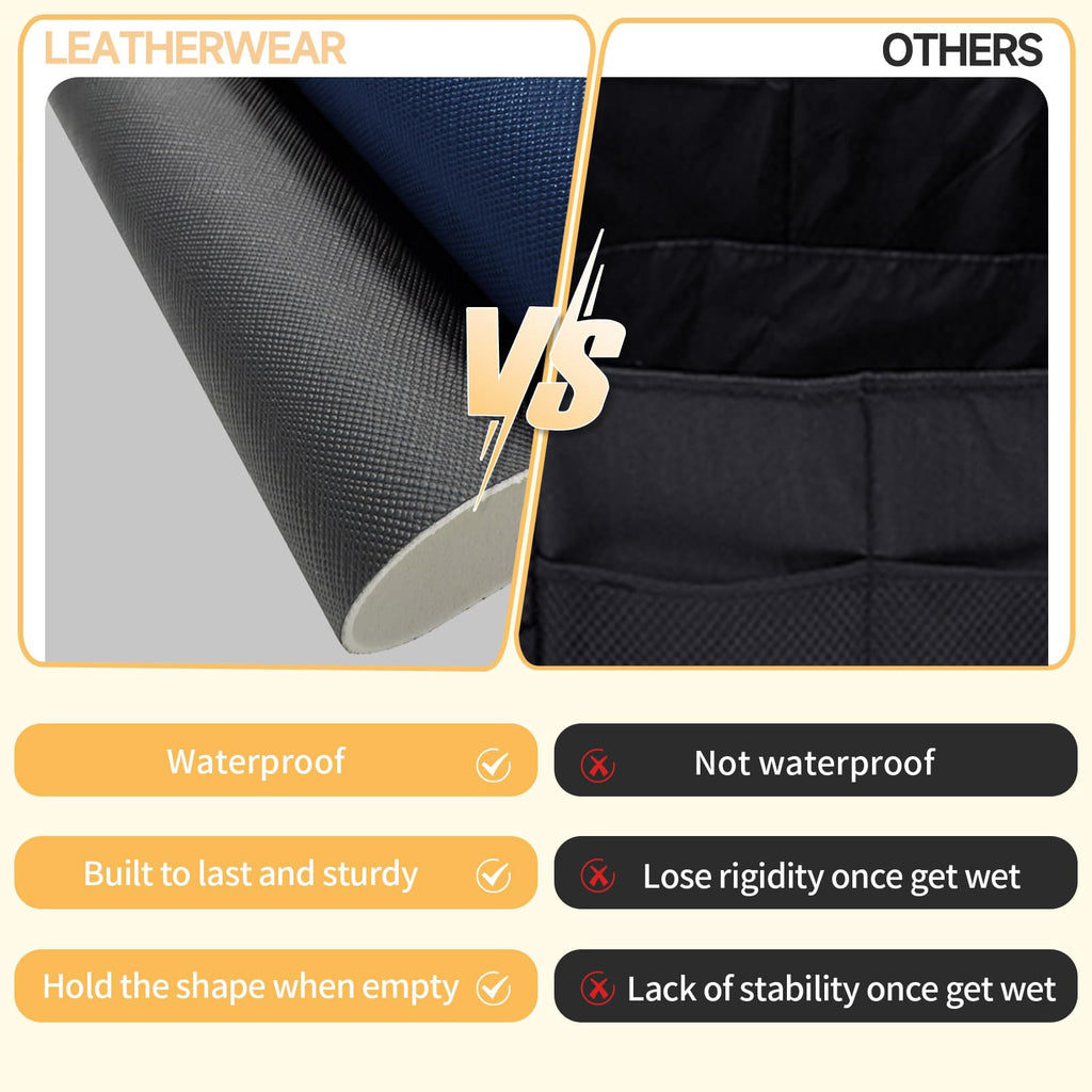 XCF Collapsible Leather Car Trunk Organizer with Lid