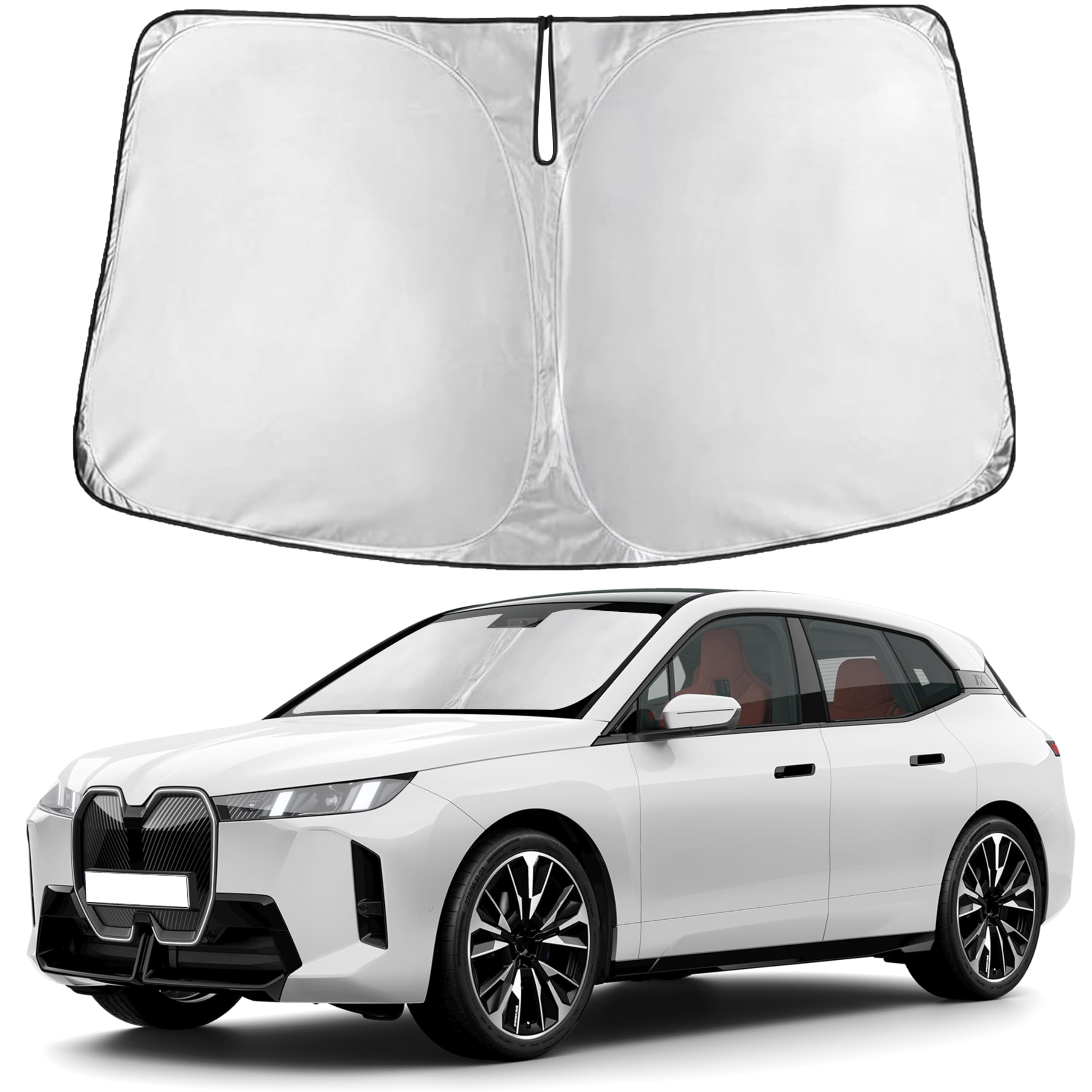 EcoNour RV Windshield Sunshade | Reflective RV Windshield Cover for UV Rays & Heat Protection, Keeps Your RV Motorhome Cool | Shades for RV Fits RVs, Trucks, Motorhomes, Buses | XXXXX-Large 102"x51"