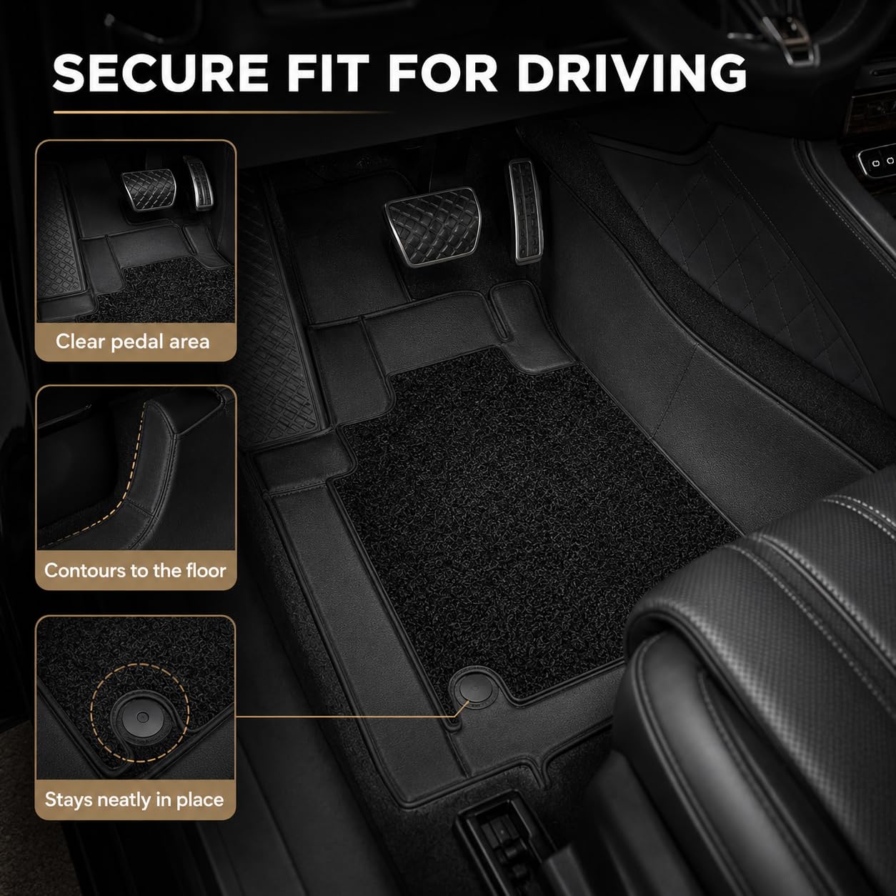 Sefamux Luxury Car Floor Mats for Mercedes-Maybach S 580 4MATIC 2021-2026 4-Seats, Premium Custom Fit Floor Liners, Full Coverage Interior Protection, Water-Resistant & Anti-Slip Design