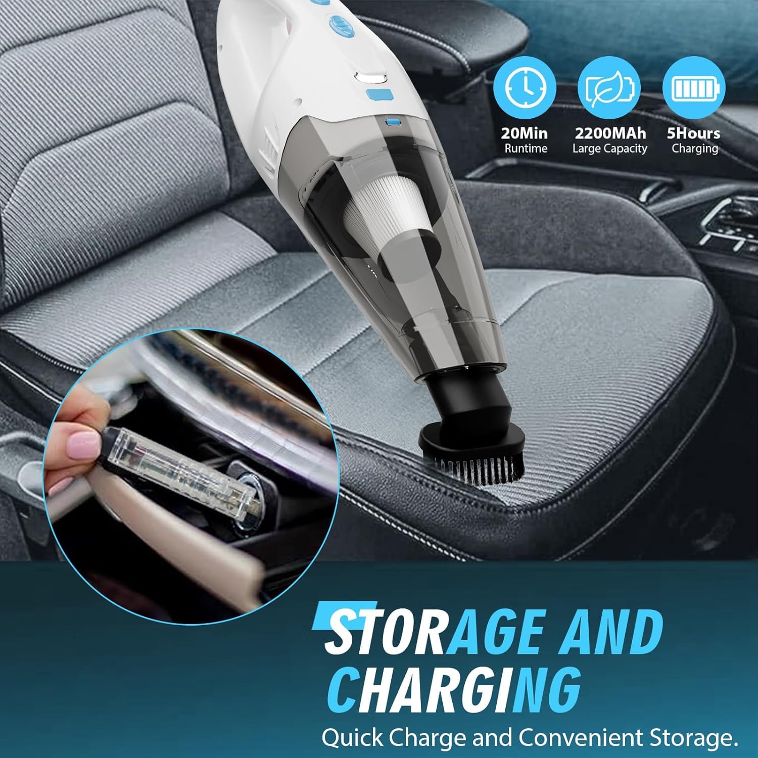 FUOAYOC 6KPA Cordless Handheld Vacuum with LED Light