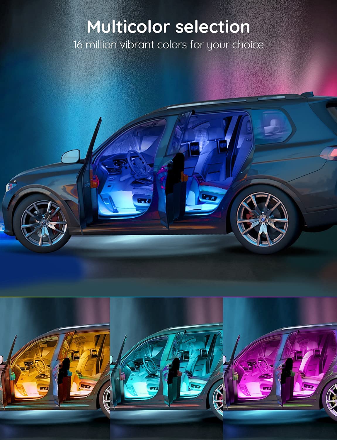 Govee App-Controlled RGB LED Car Interior Lights