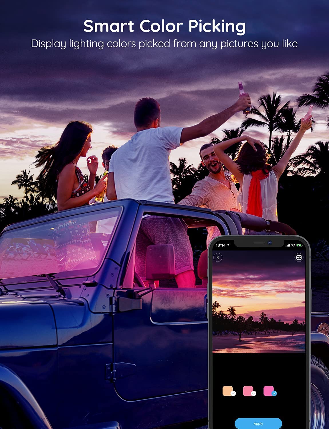 Govee App-Controlled RGB LED Car Interior Lights