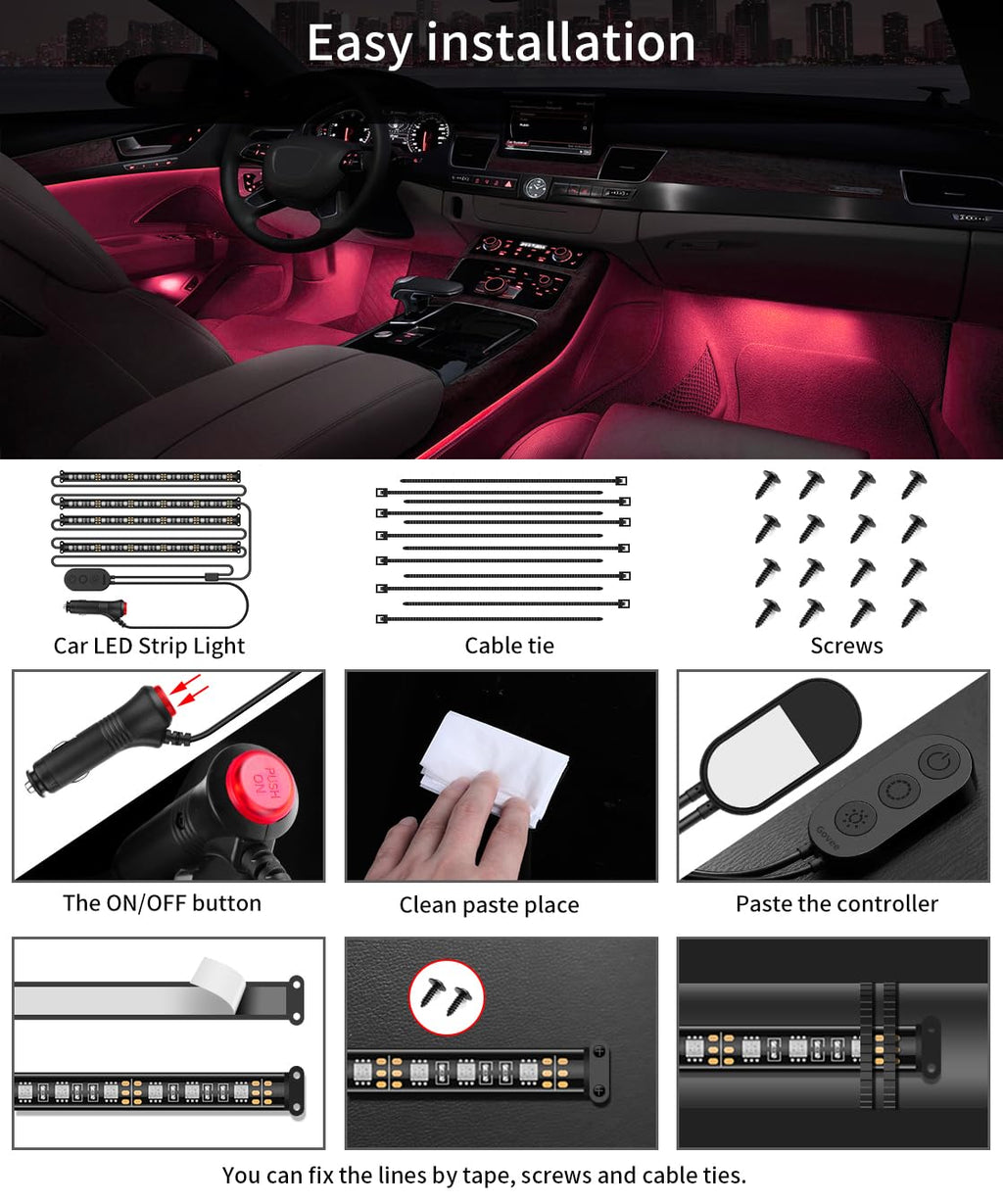 Govee App-Controlled RGB LED Car Interior Lights