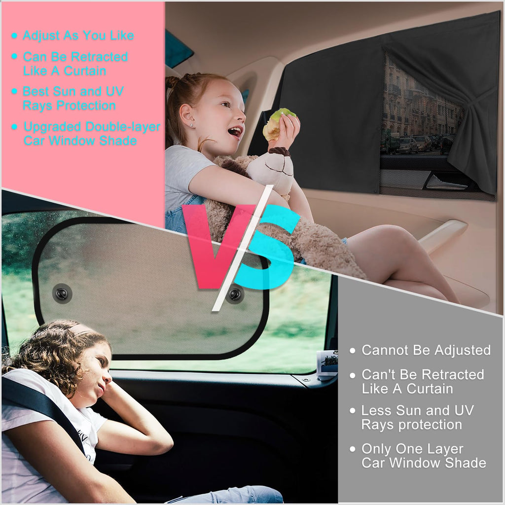 DIZA100 Car Window Shade for Baby, Magnetic Sun Shade for Side Windows with Cute Patterns, Full and Half Shade Options, UV Protection