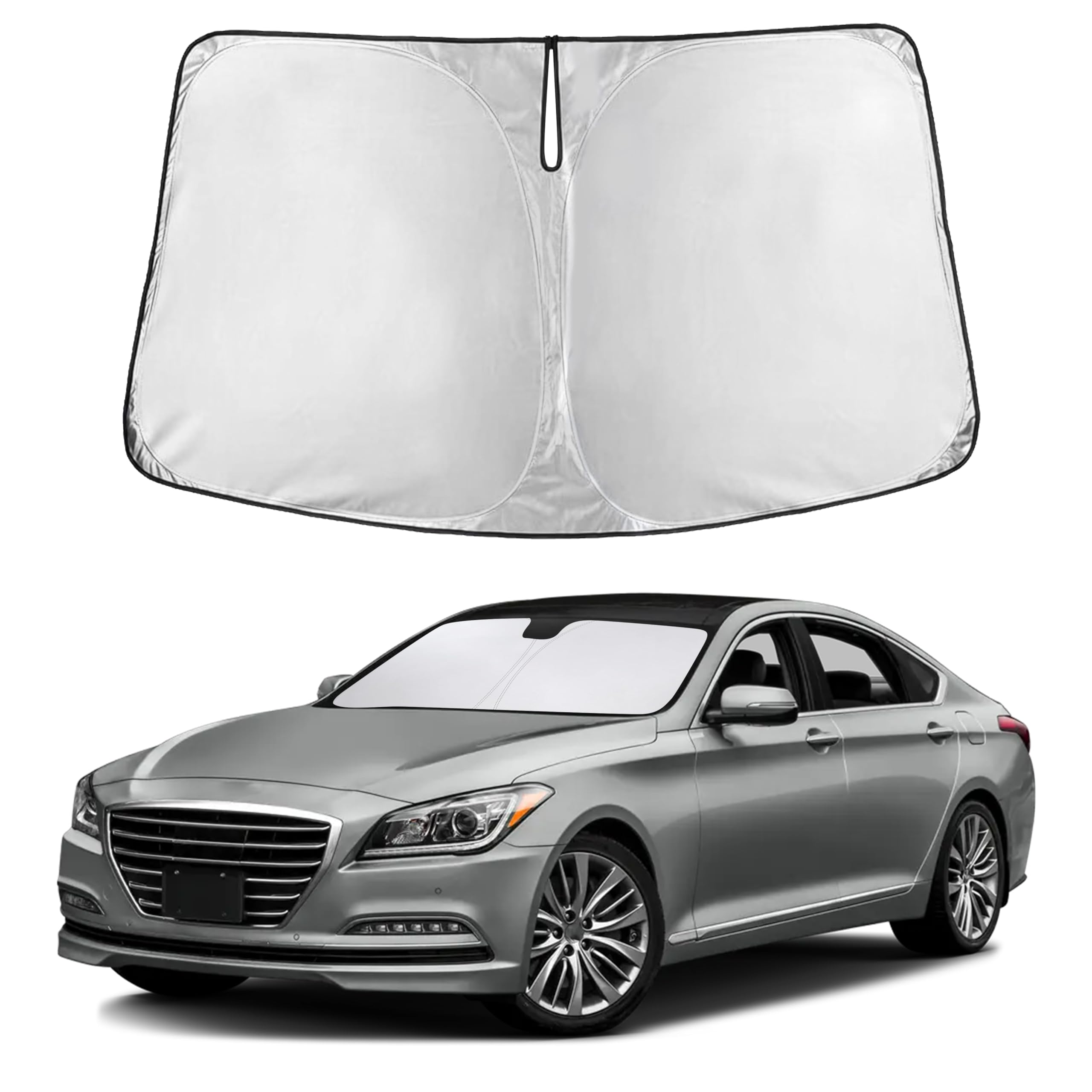 EcoNour RV Windshield Sunshade | Reflective RV Windshield Cover for UV Rays & Heat Protection, Keeps Your RV Motorhome Cool | Shades for RV Fits RVs, Trucks, Motorhomes, Buses | XXXXX-Large 102"x51"
