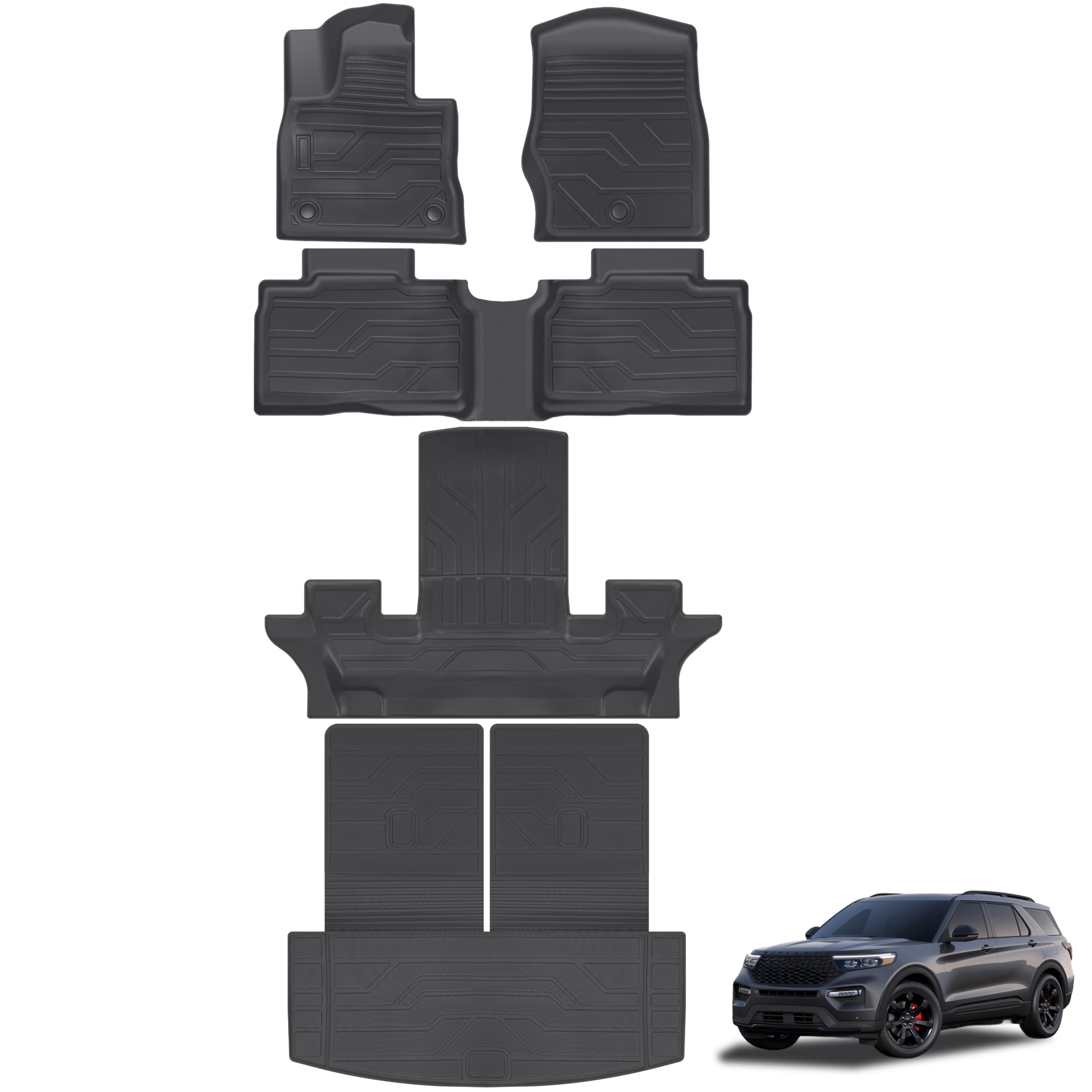 KARPAL 3-Row TPE Floor Mats & Cargo Liner Set for Ford