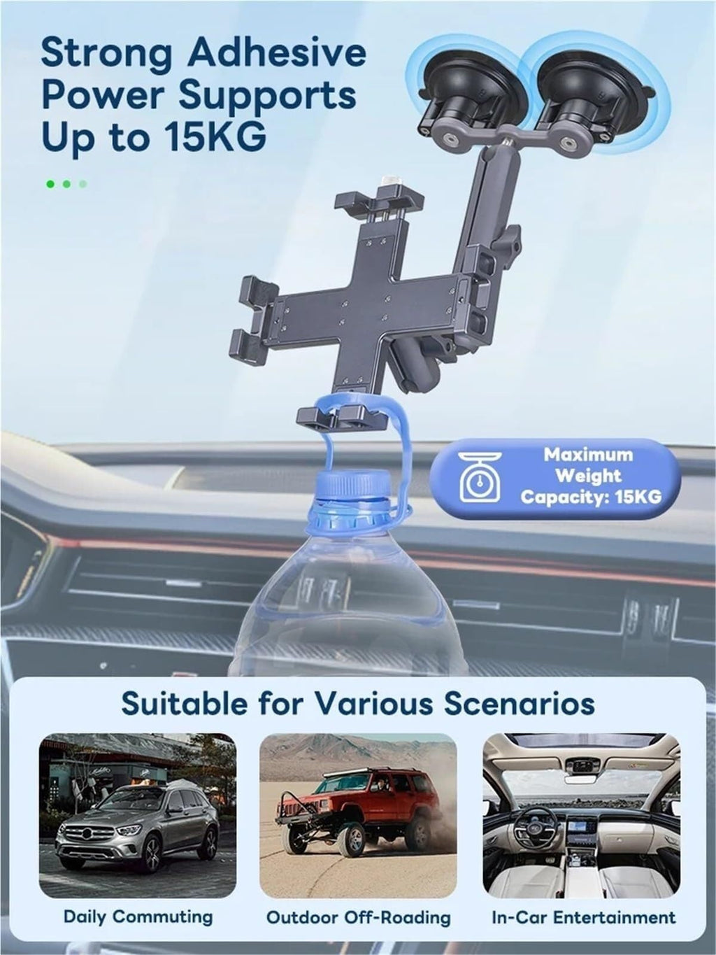 DJCDDM Suction Cup Phone & Tablet Mount for Vehicles