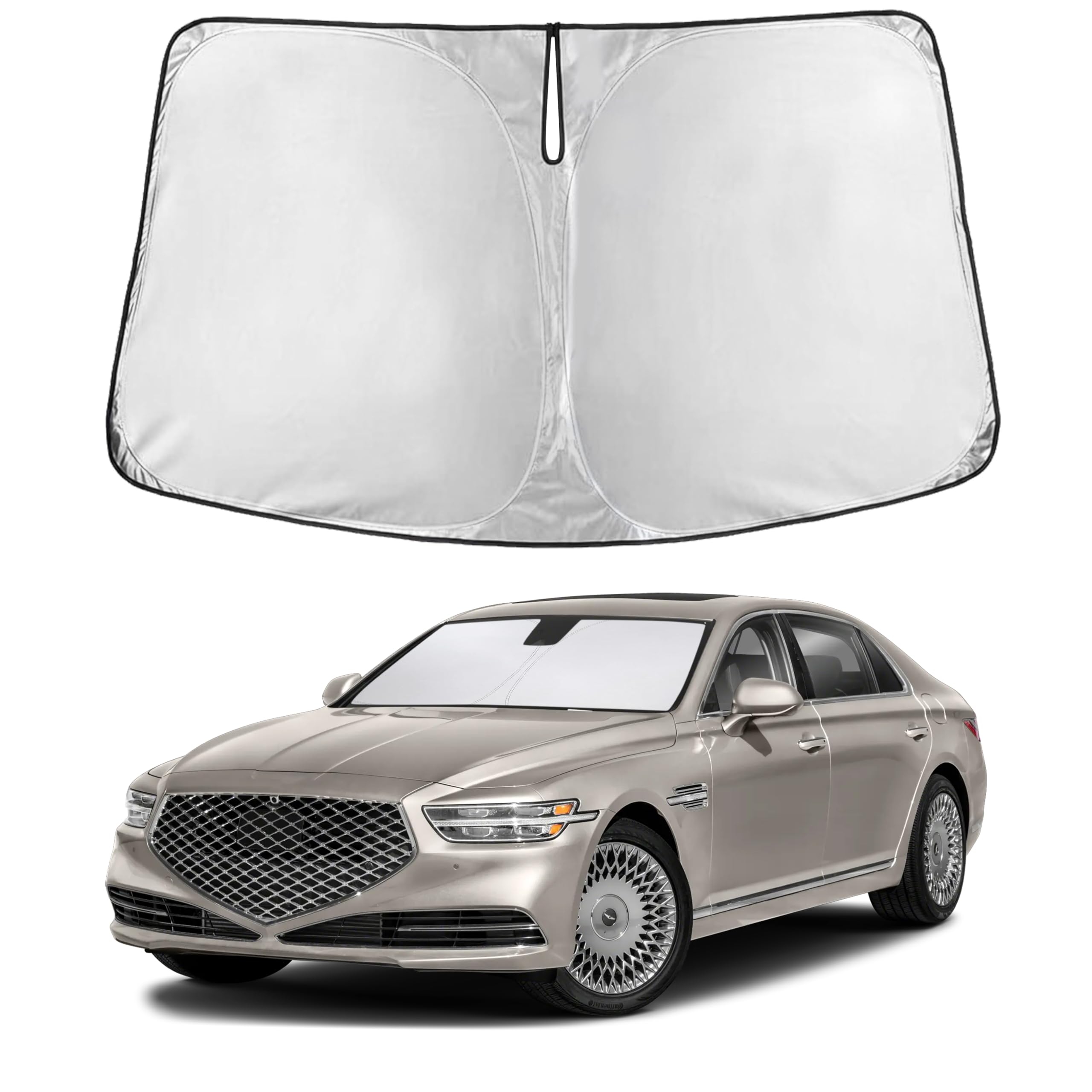 EcoNour RV Windshield Sunshade | Reflective RV Windshield Cover for UV Rays & Heat Protection, Keeps Your RV Motorhome Cool | Shades for RV Fits RVs, Trucks, Motorhomes, Buses | XXXXX-Large 102"x51"