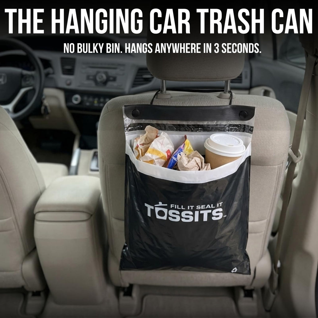 Tossits Disposable Hanging Car Trash & Garbage Bags