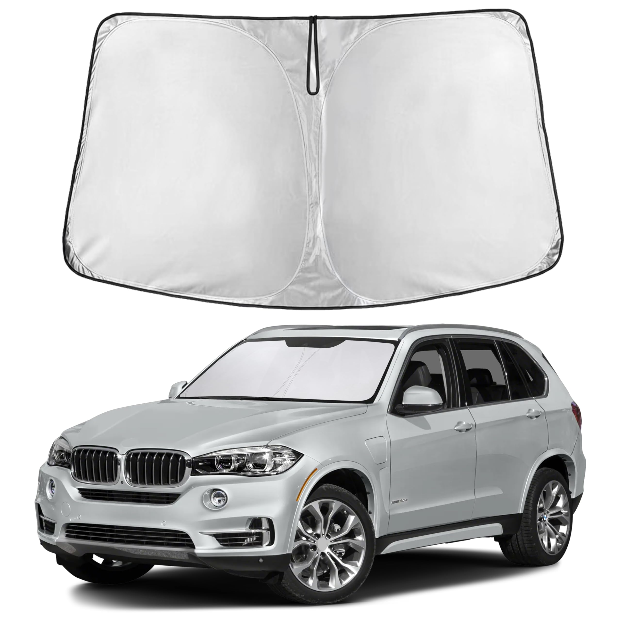 EcoNour RV Windshield Sunshade | Reflective RV Windshield Cover for UV Rays & Heat Protection, Keeps Your RV Motorhome Cool | Shades for RV Fits RVs, Trucks, Motorhomes, Buses | XXXXX-Large 102"x51"