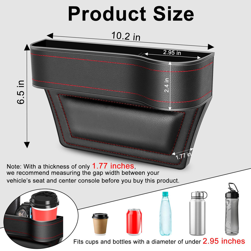 2-Pack Car Seat Gap Organizers with Cup Holders & Hooks