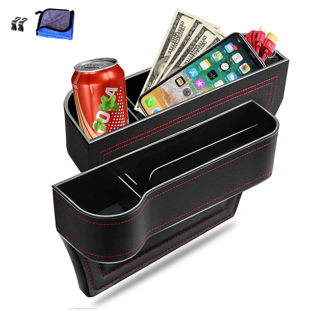 2-Pack Car Seat Gap Organizers with Cup Holders & Hooks