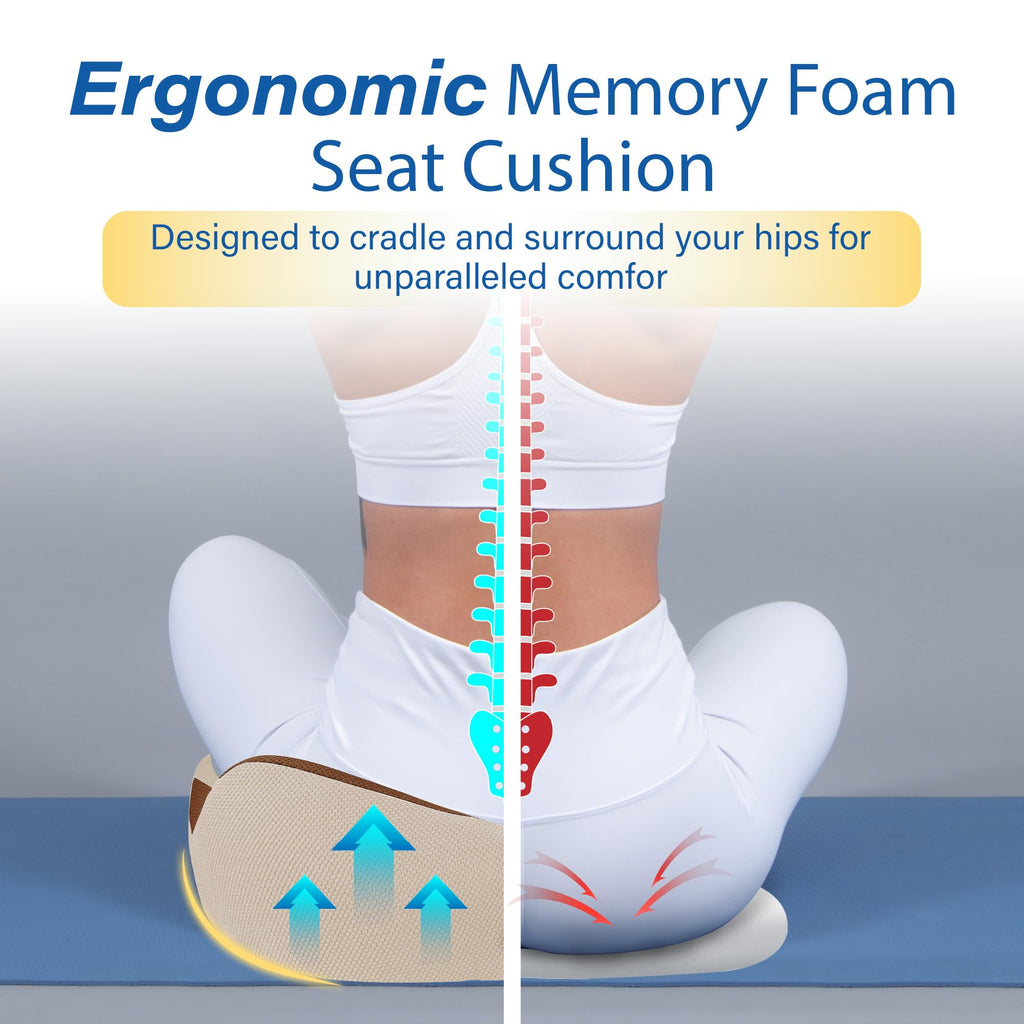 Allaboutsla Car Seat Cushion, Ergonomic Memory Foam Car Cushion for Sciatica Pain Relief, Larger Driving Seat Pillow for Short Drivers on Long Drives - Butt Pillow for Truck, Office, Wheelchair