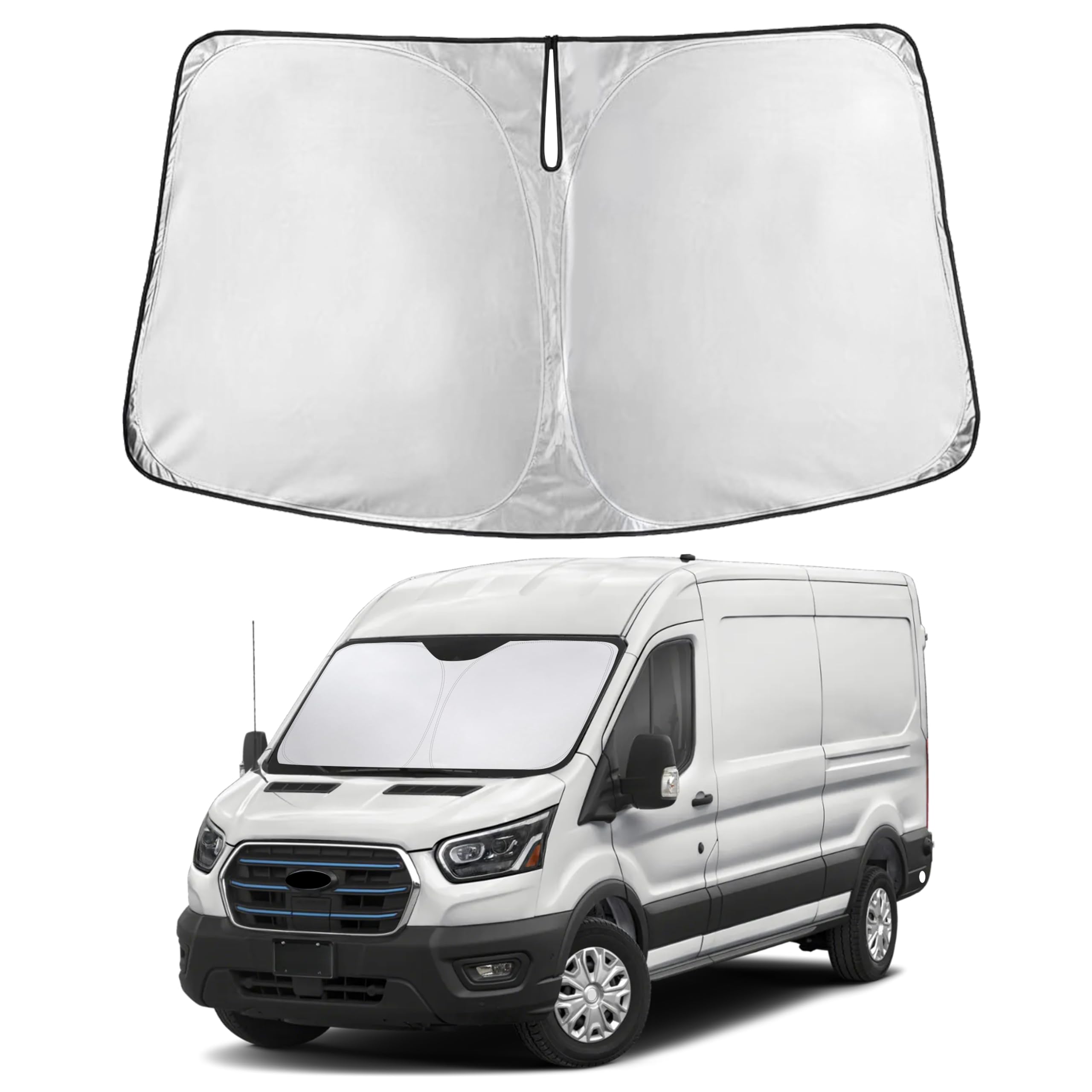 EcoNour RV Windshield Sunshade | Reflective RV Windshield Cover for UV Rays & Heat Protection, Keeps Your RV Motorhome Cool | Shades for RV Fits RVs, Trucks, Motorhomes, Buses | XXXXX-Large 102"x51"