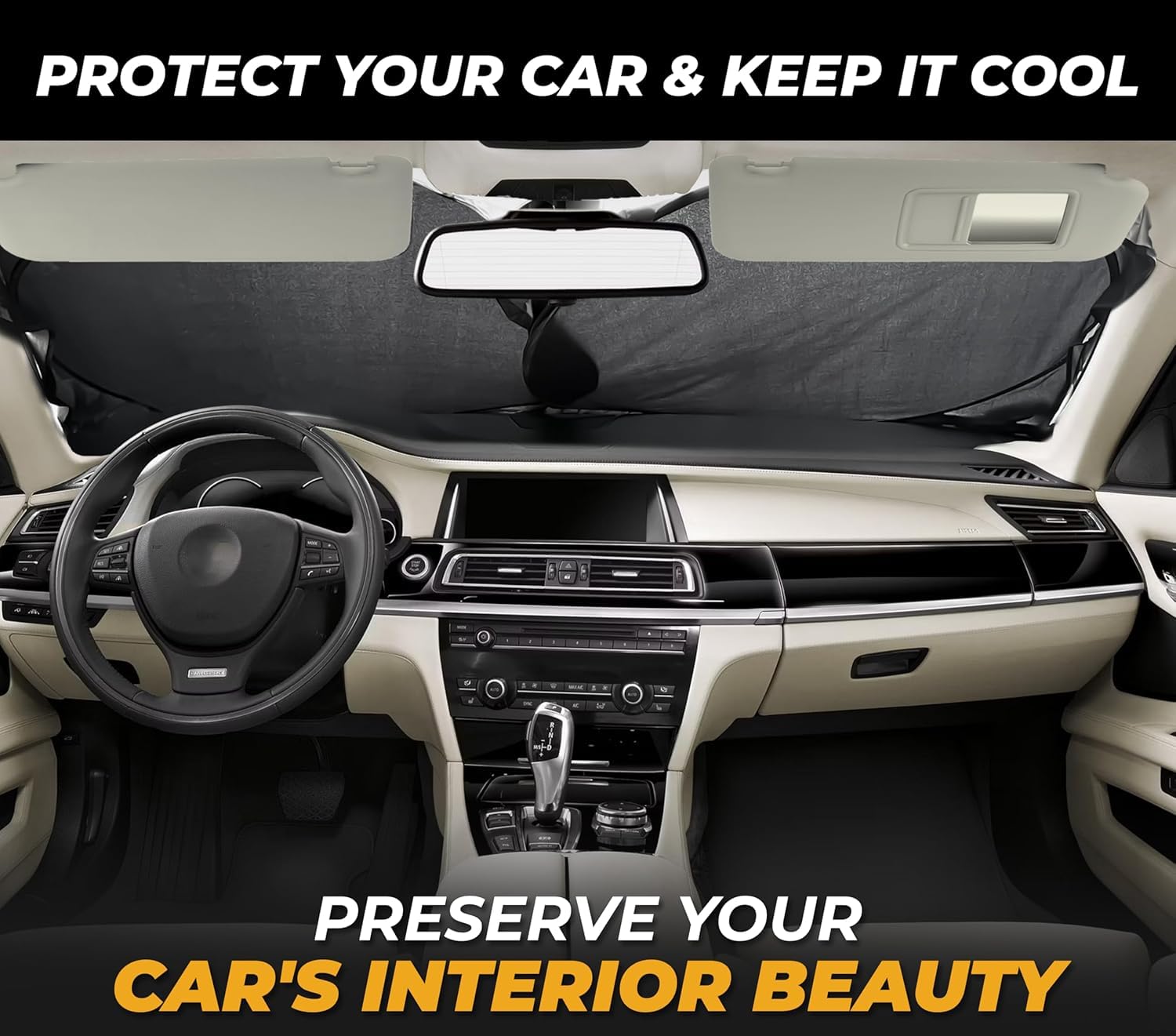 Autovir Windshield Sun Shade, Front car Window Shades