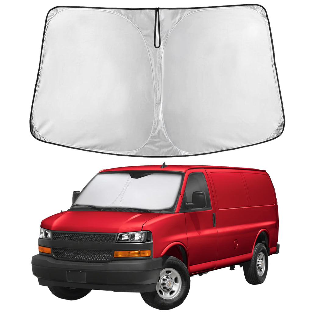 EcoNour RV Windshield Sunshade | Reflective RV Windshield Cover for UV Rays & Heat Protection, Keeps Your RV Motorhome Cool | Shades for RV Fits RVs, Trucks, Motorhomes, Buses | XXXXX-Large 102"x51"