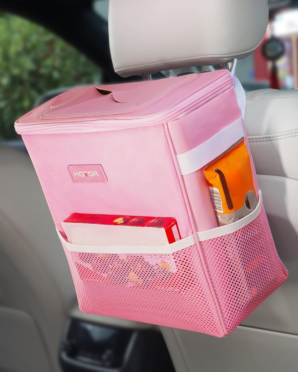 HOTOR Compact Waterproof Leak-Proof Car Trash Can