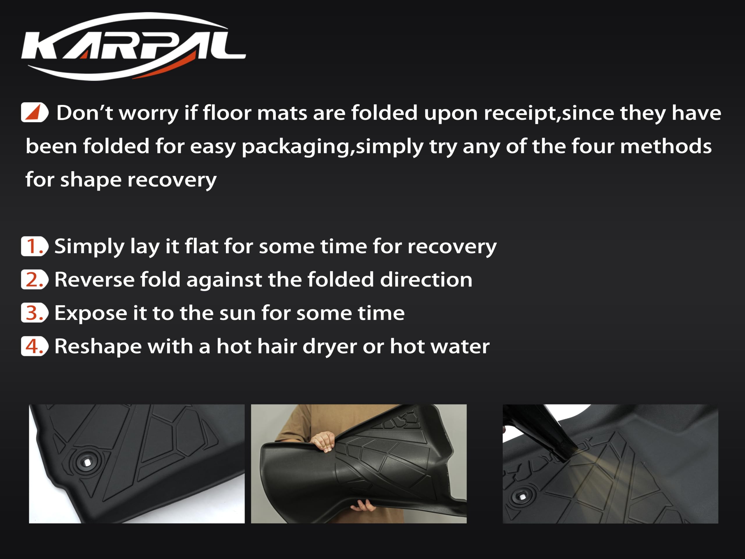 KARPAL Floor Mats for Ford, Custom Fit TPE All Weather Ford Accessories 1 st & 2 nd & 3 rd & Cargo Liner Backrest Mat Full Trunk Mat Set Floor Liner Car Mats