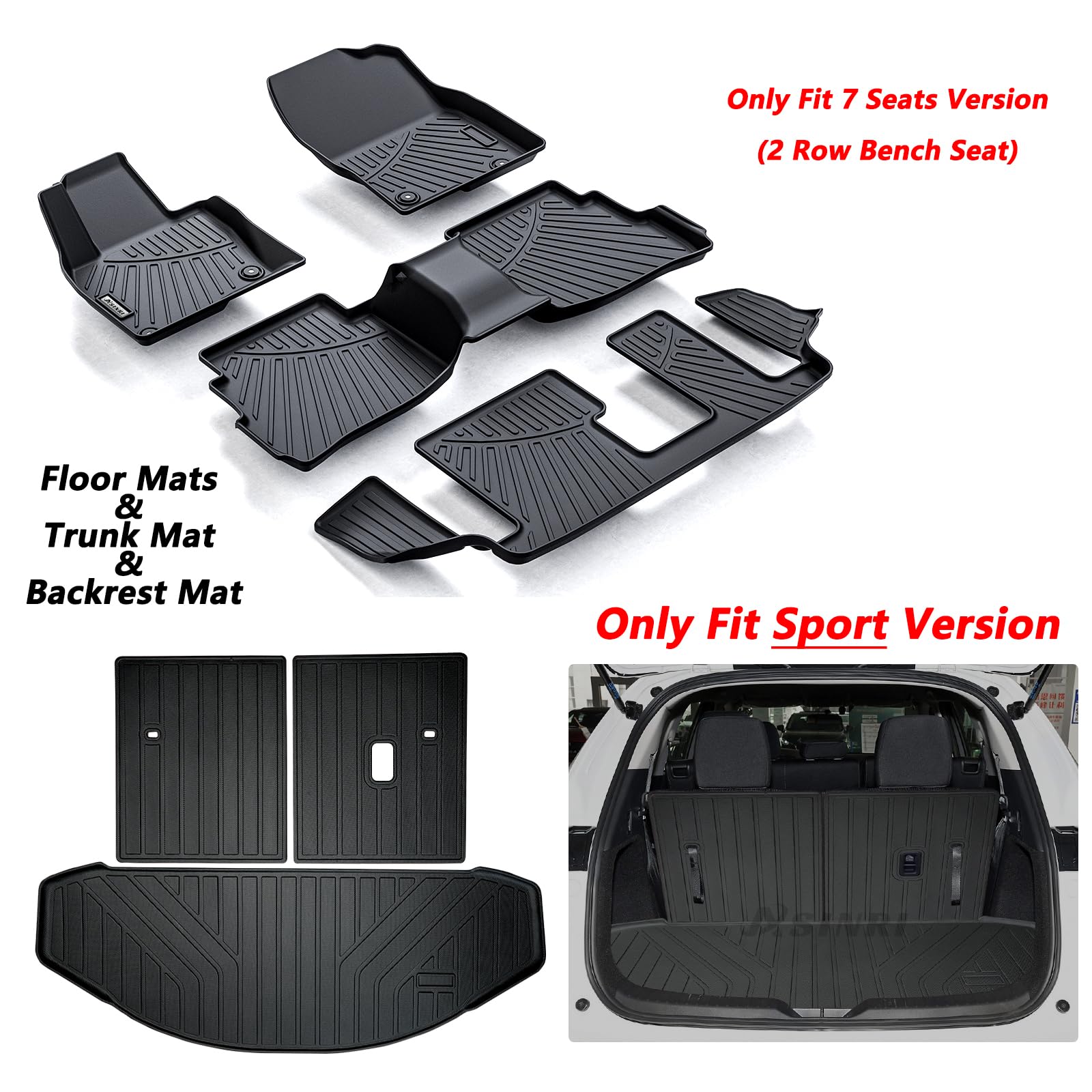 ASINRI Mazda Floor Liners & Cargo Liners & Backrest Mat