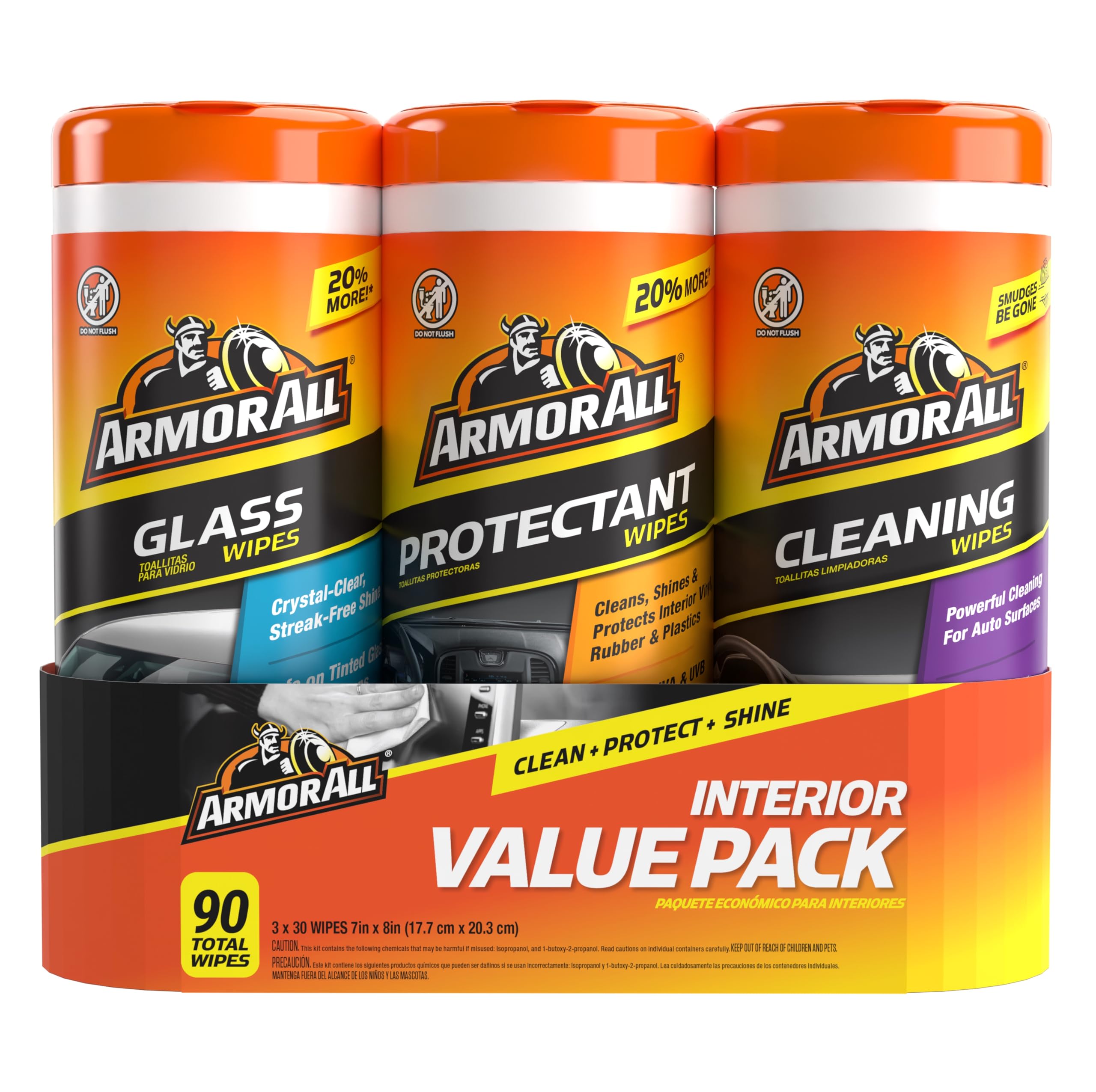 Armor All Protectant, Glass & Cleaning Wipes Set