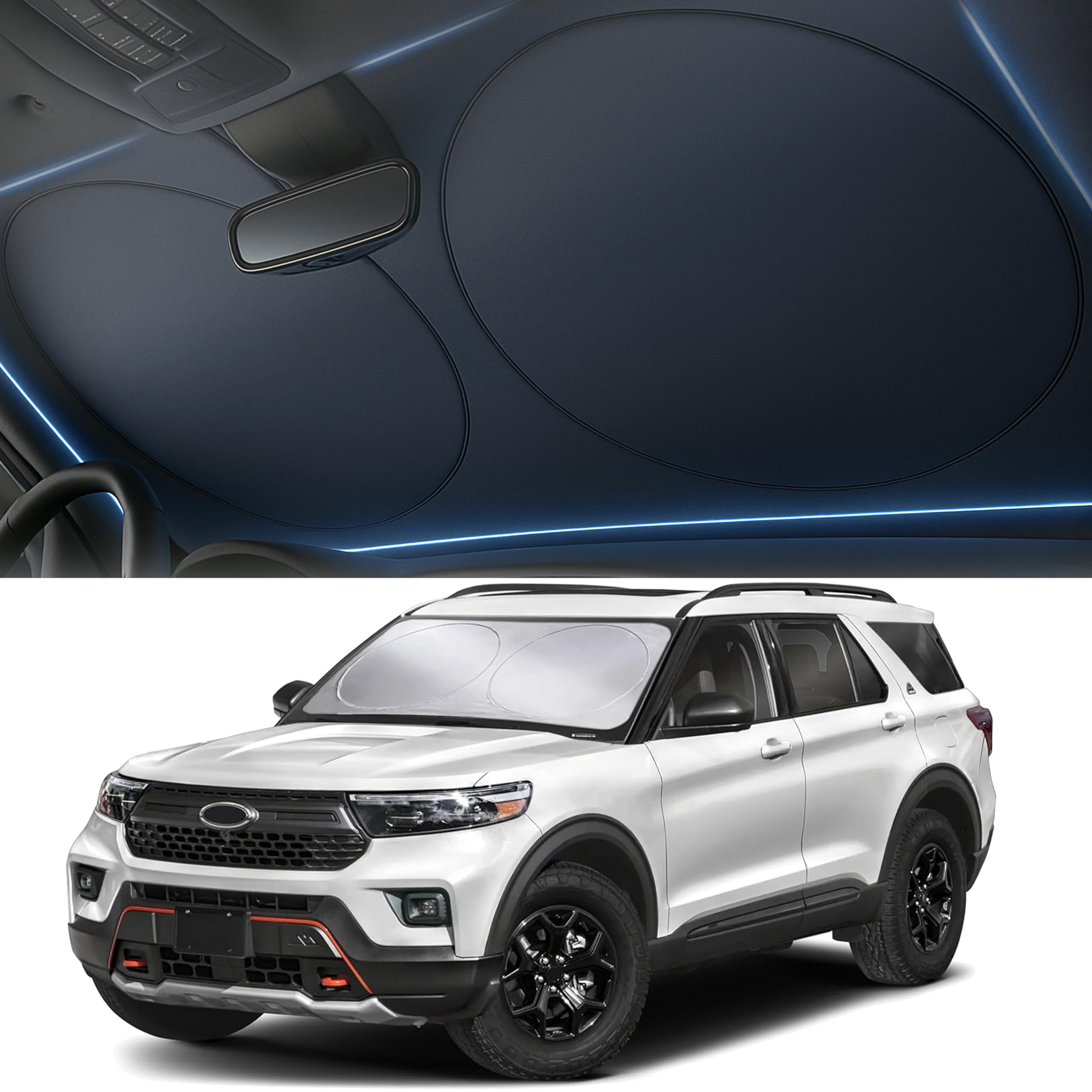 Autovir Front Windshield Sun Shade for Cars & SUVs