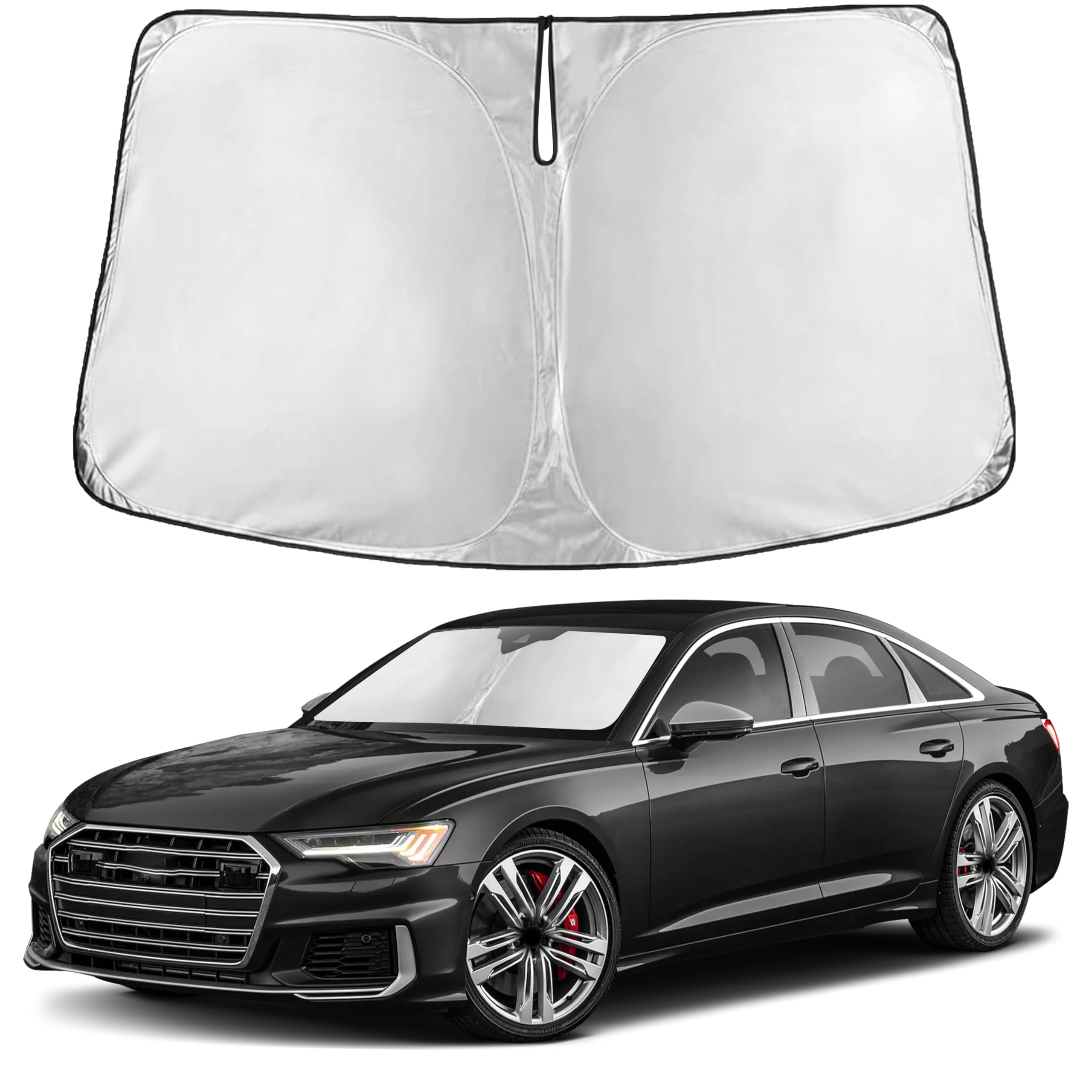 EcoNour RV Windshield Sunshade | Reflective RV Windshield Cover for UV Rays & Heat Protection, Keeps Your RV Motorhome Cool | Shades for RV Fits RVs, Trucks, Motorhomes, Buses | XXXXX-Large 102"x51"