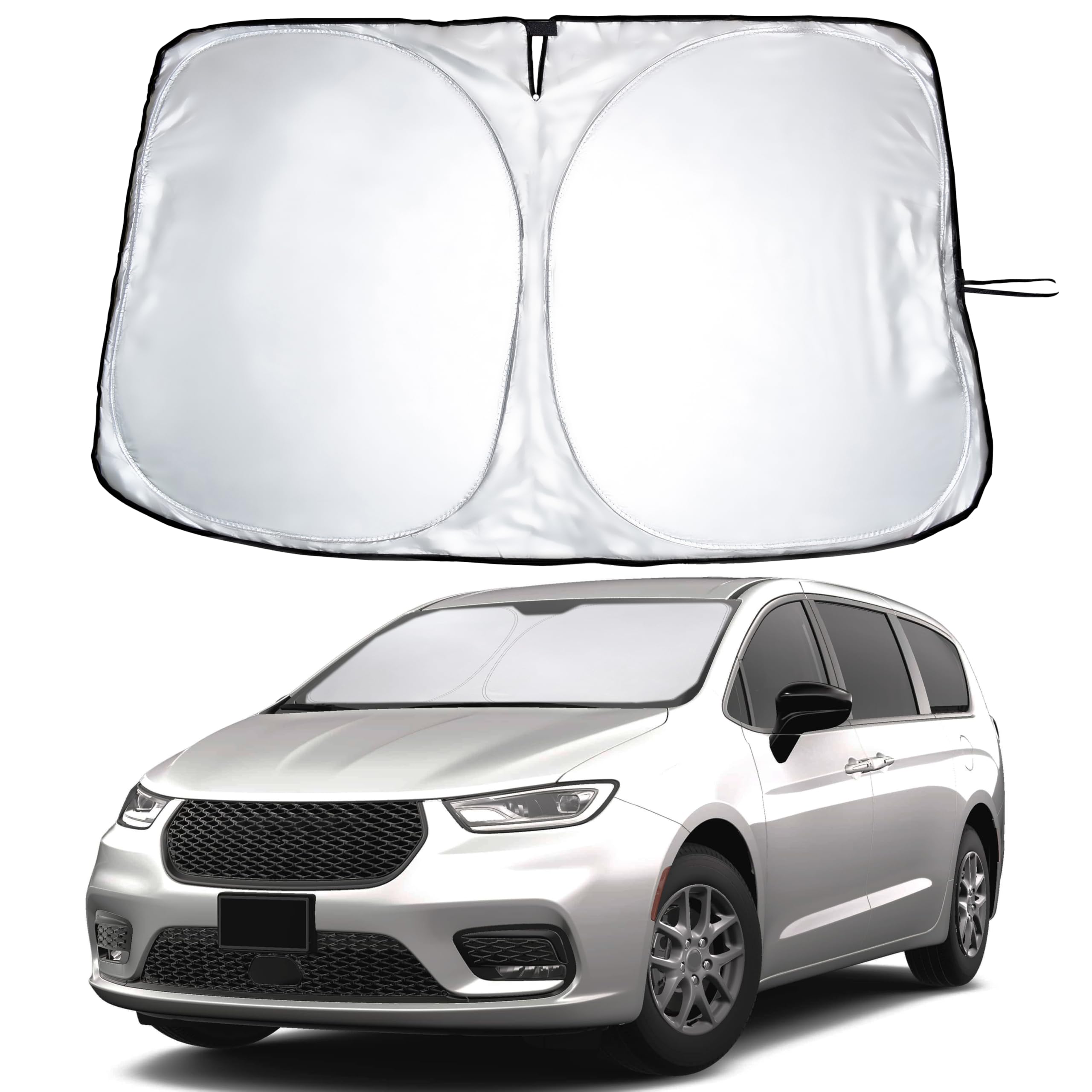 EcoNour RV Windshield Sunshade | Reflective RV Windshield Cover for UV Rays & Heat Protection, Keeps Your RV Motorhome Cool | Shades for RV Fits RVs, Trucks, Motorhomes, Buses | XXXXX-Large 102"x51"