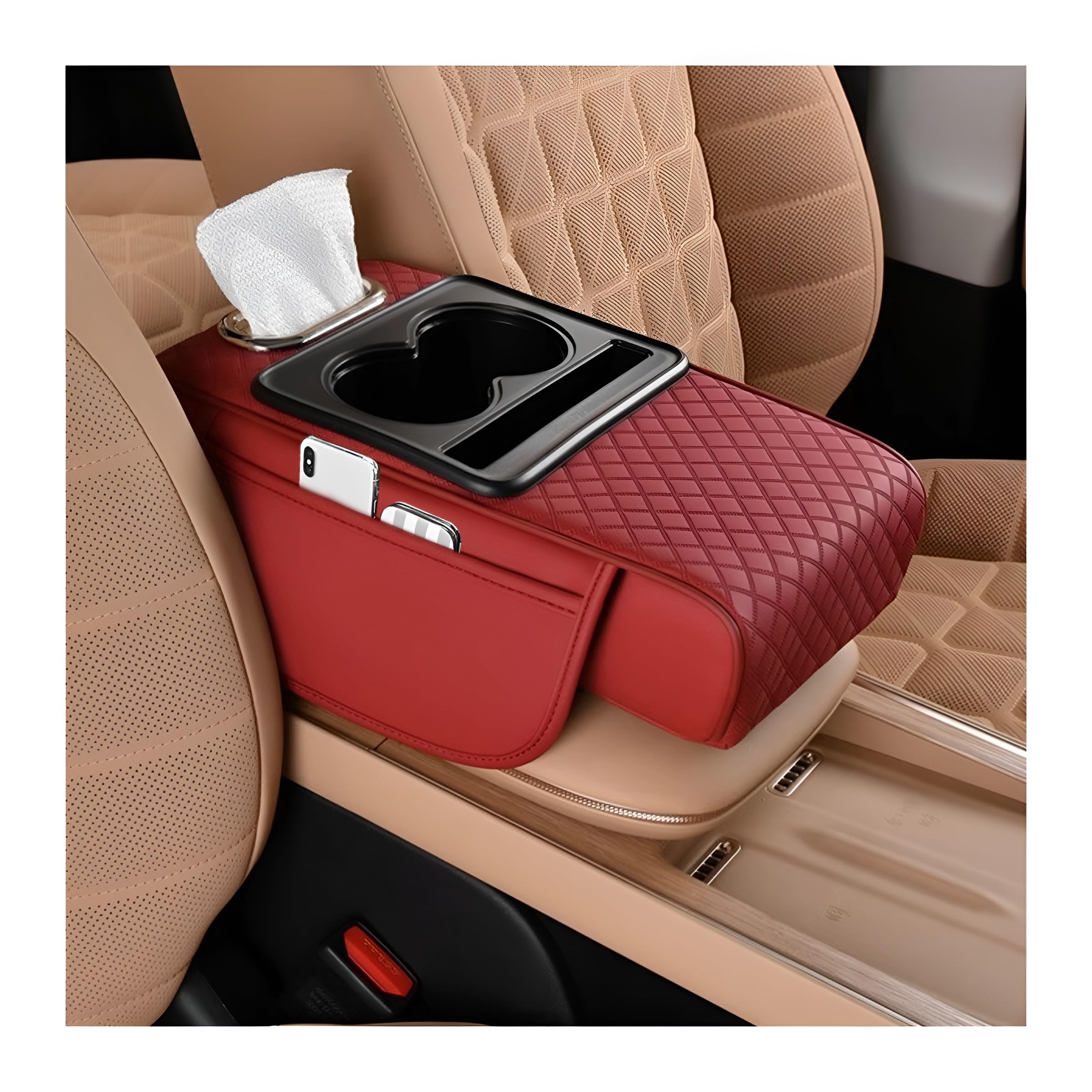 Zpana 4-in-1 Memory Foam Car Armrest Pillow & Organizer