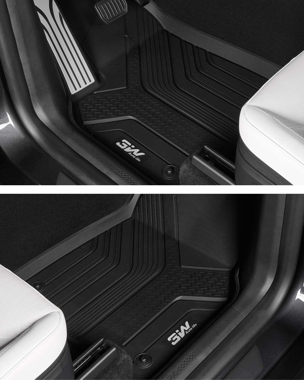 3W Tesla 2025-2026 New Model Y Juniper Floor Mats and Cargo Liners 10PCS (Not for Standard) & Center Console Tray for Tesla Model Y Juniper 2025-2026 Organizer Set
