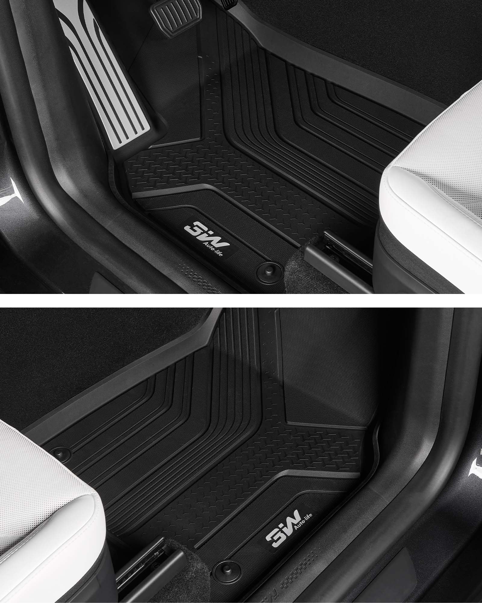 3W Tesla 2025-2026 New Model Y Juniper Floor Mats and Cargo Liners 10PCS (Not for Standard) & Center Console Tray for Tesla Model Y Juniper 2025-2026 Organizer Set
