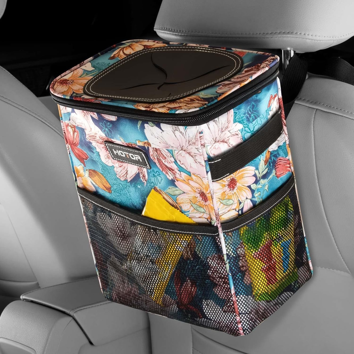 HOTOR Compact Waterproof Leak-Proof Car Trash Can