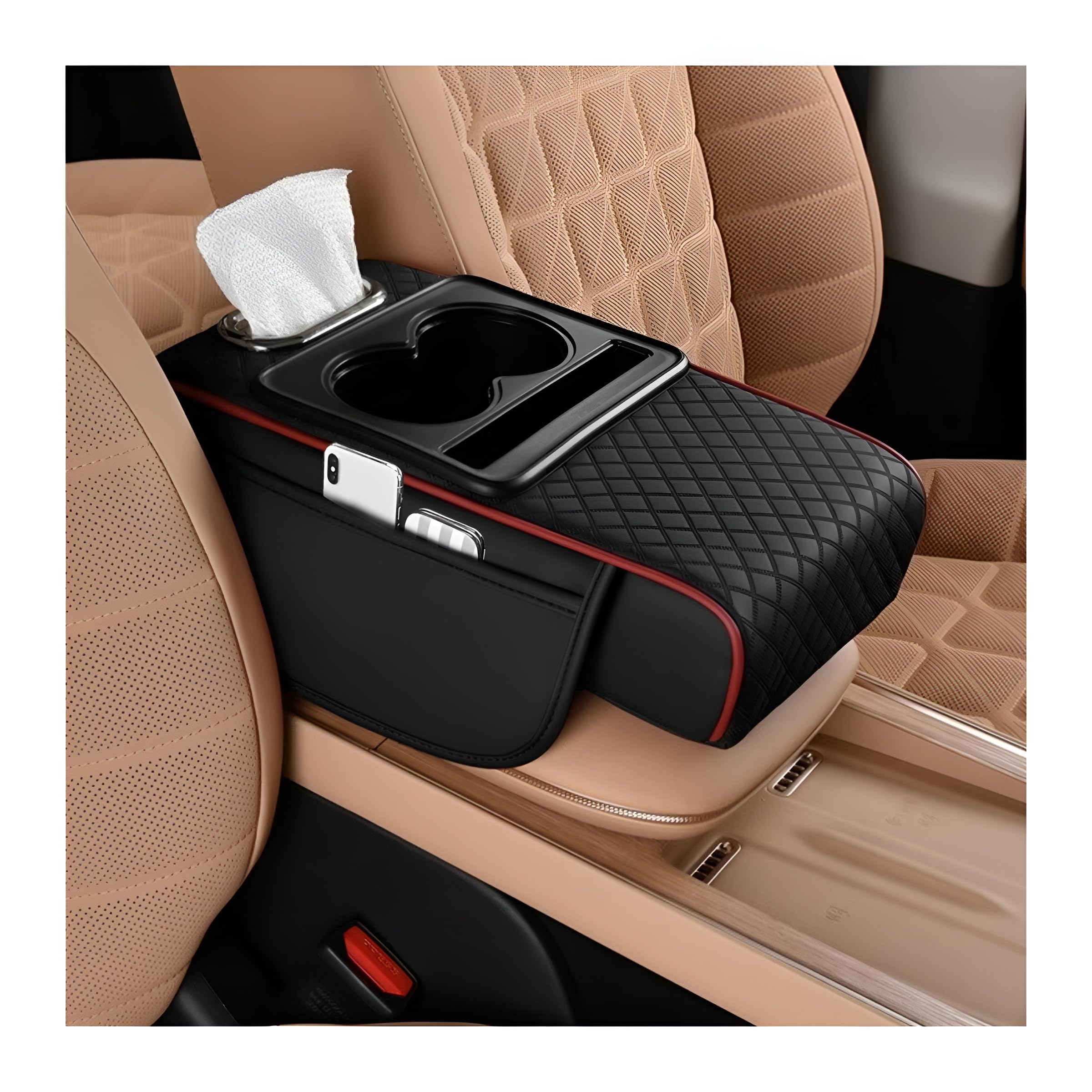 Zpana 4-in-1 Memory Foam Car Armrest Pillow & Organizer